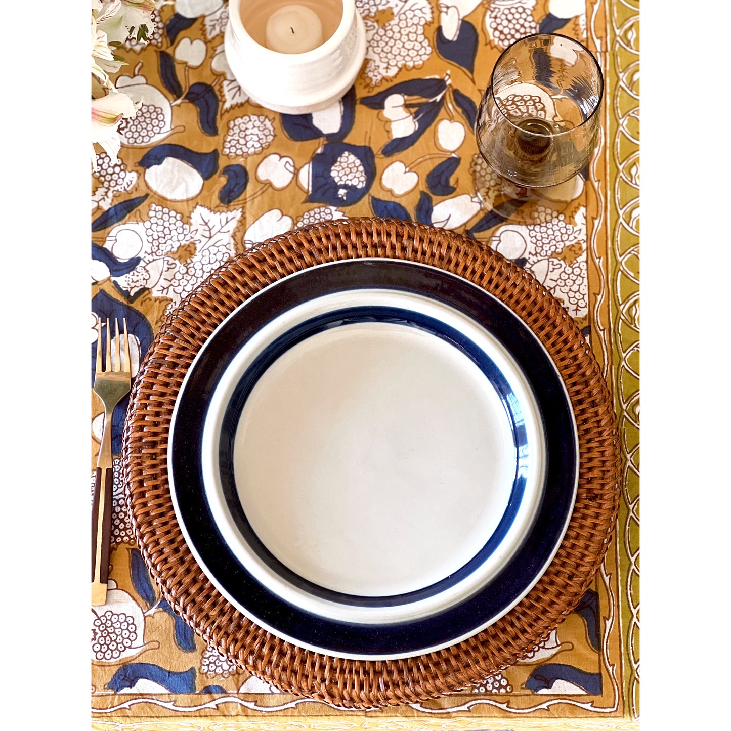 Arabia Finland vintage blue stoneware dinner plate
