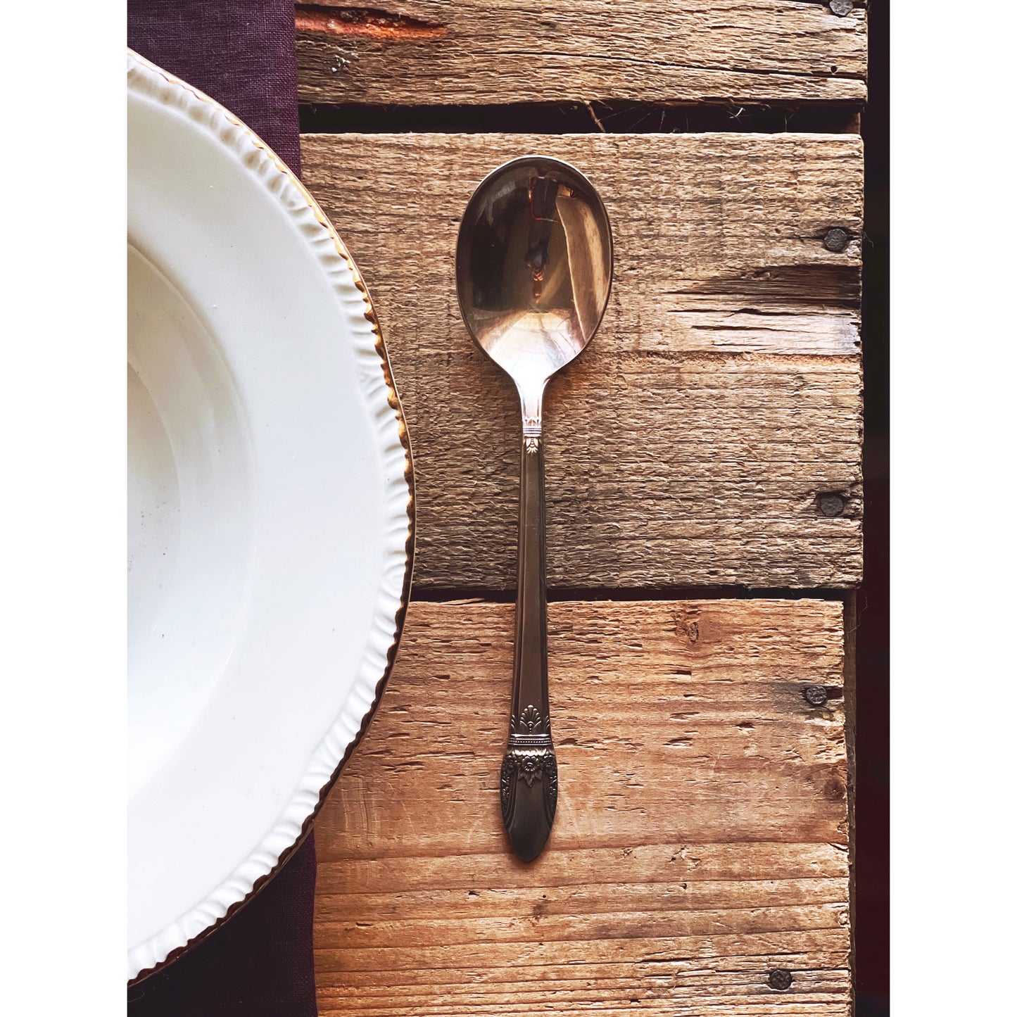 Rogers First Love Silver Plate Sugar Spoon with Engraved Bowl