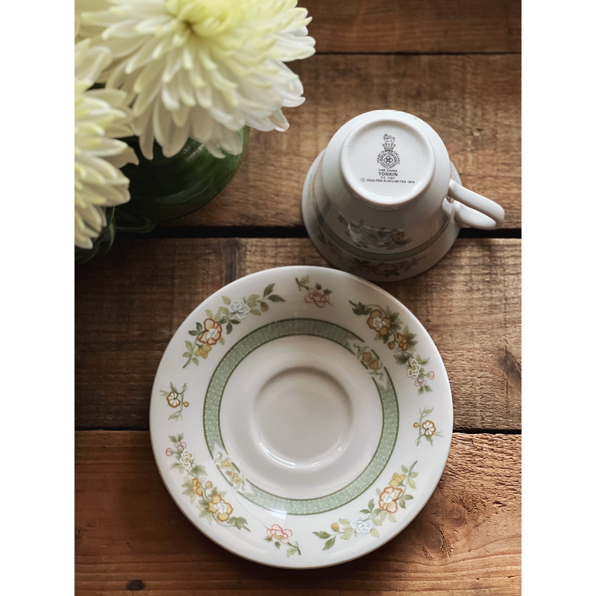 Vintage Royal Doulton Tonkin Flat Cup & Saucer Set