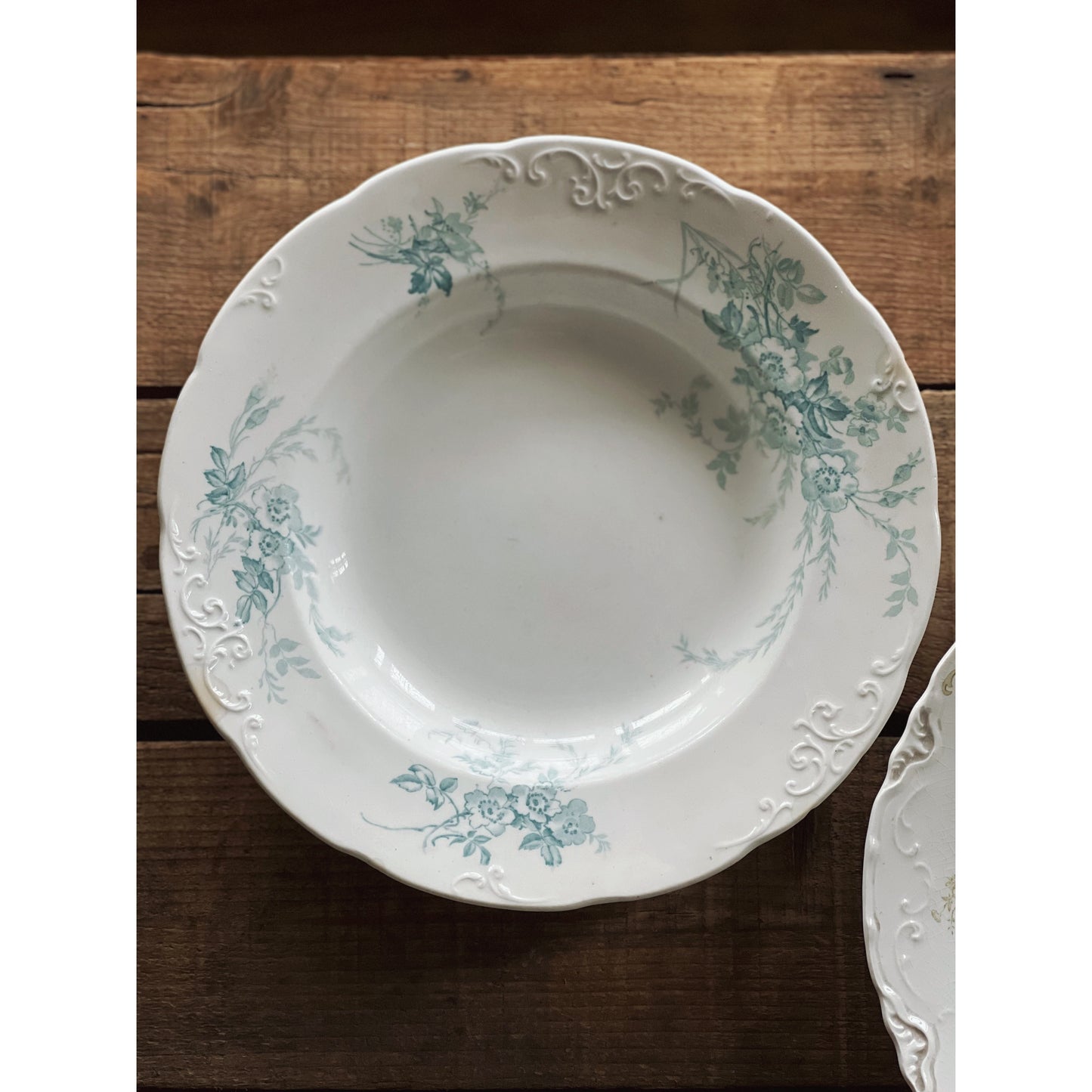 Curated Pair of Antique Transferware Soup Bowls