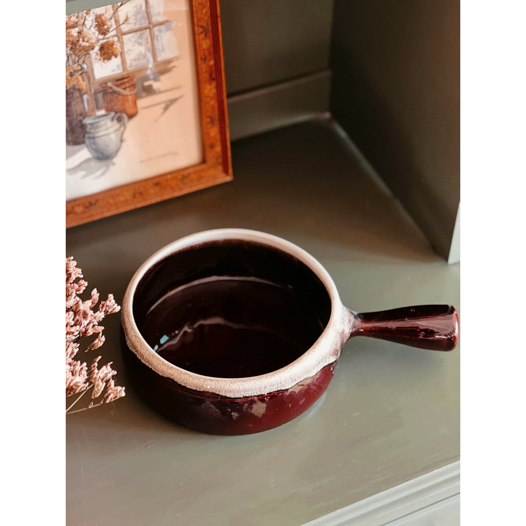 Vintage Pfaltzgraff Gourmet Brown Handled Serving Bowl