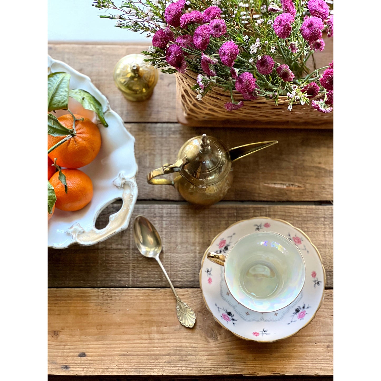 Vintage Pink Floral Teacup & Saucer Set