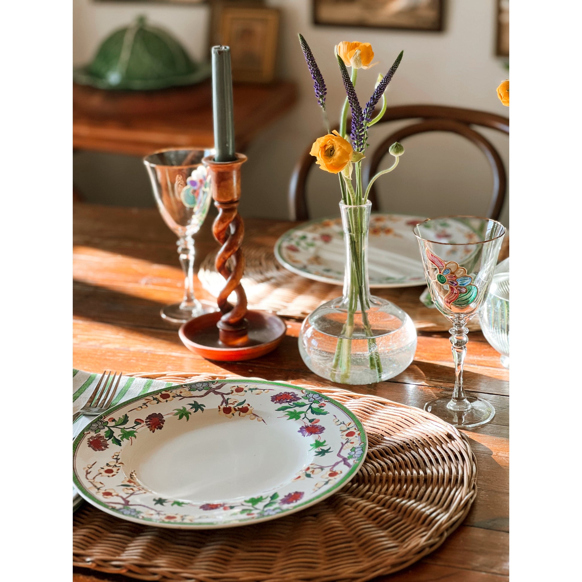 Hand Painted Vintage Wine Glass