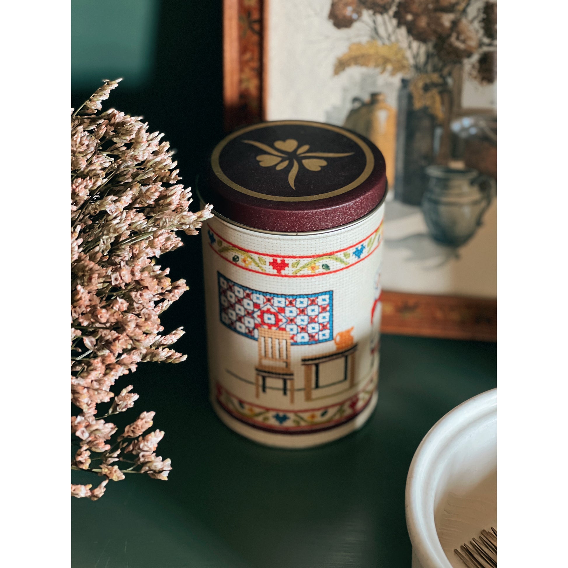 Vintage Cross Stitch Tin