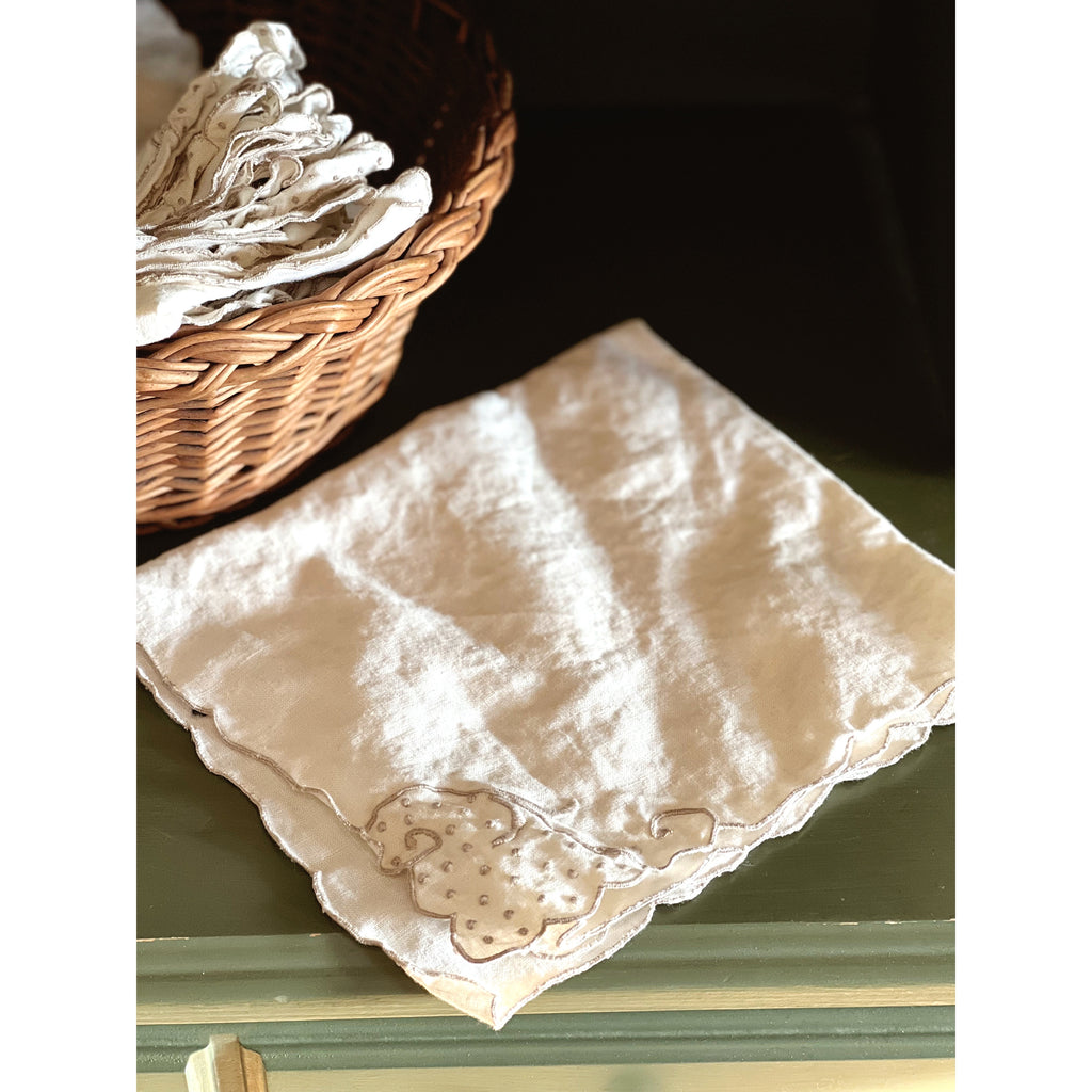 Vintage Embroidered Linen Napkin