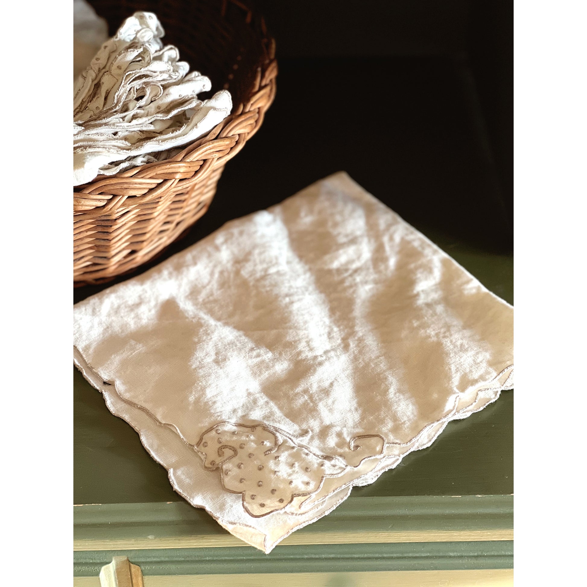 Vintage Embroidered Linen Napkin