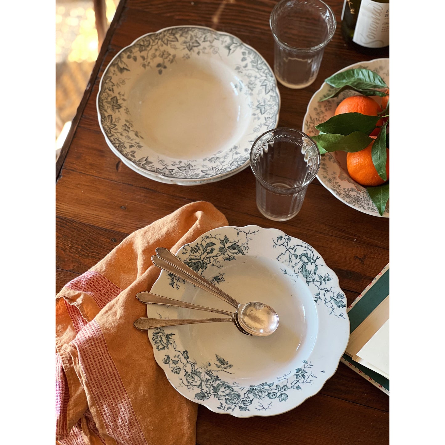 Curated Set of 4 Antique Transferware Soup Bowls