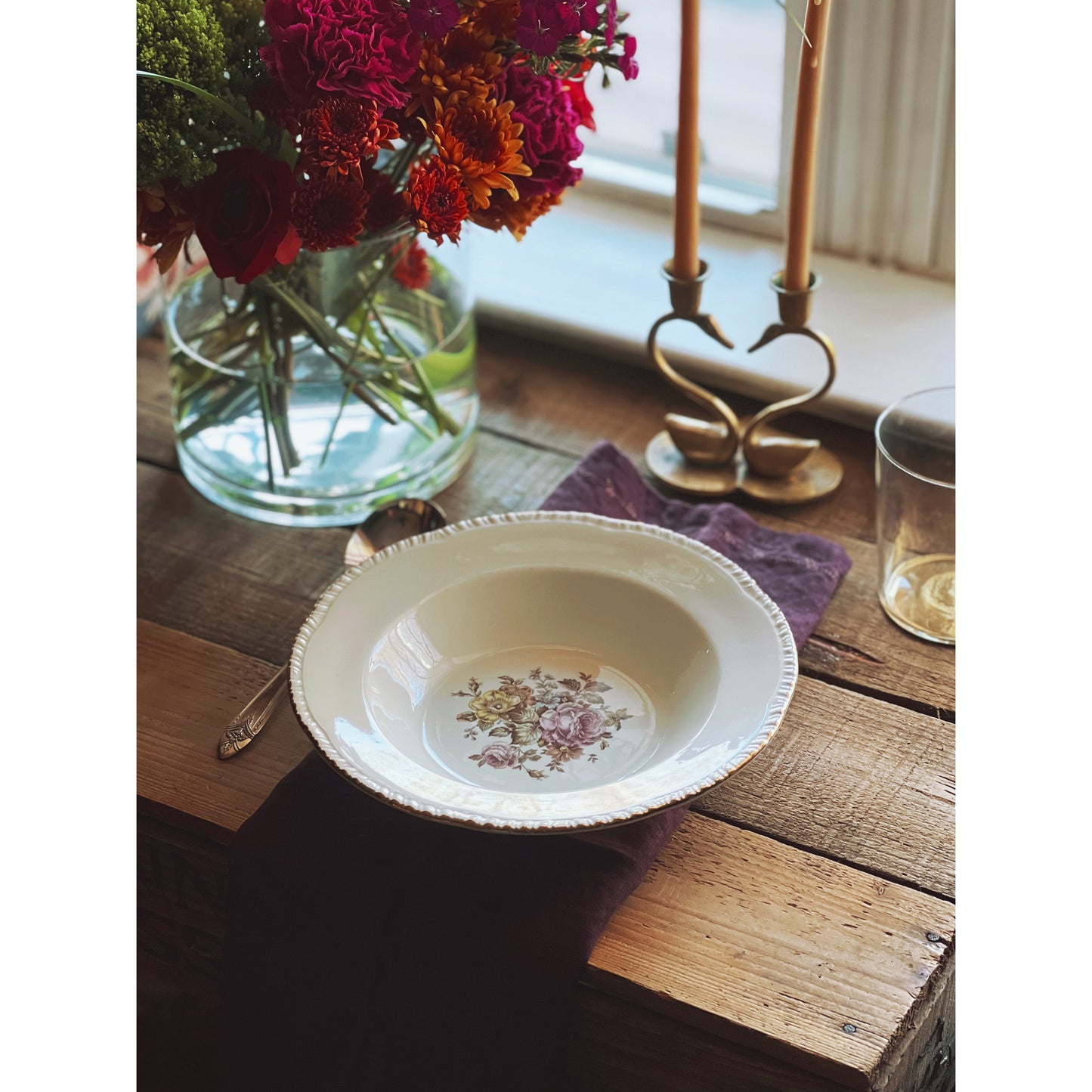 Cunningham Pickett floral soup bowls