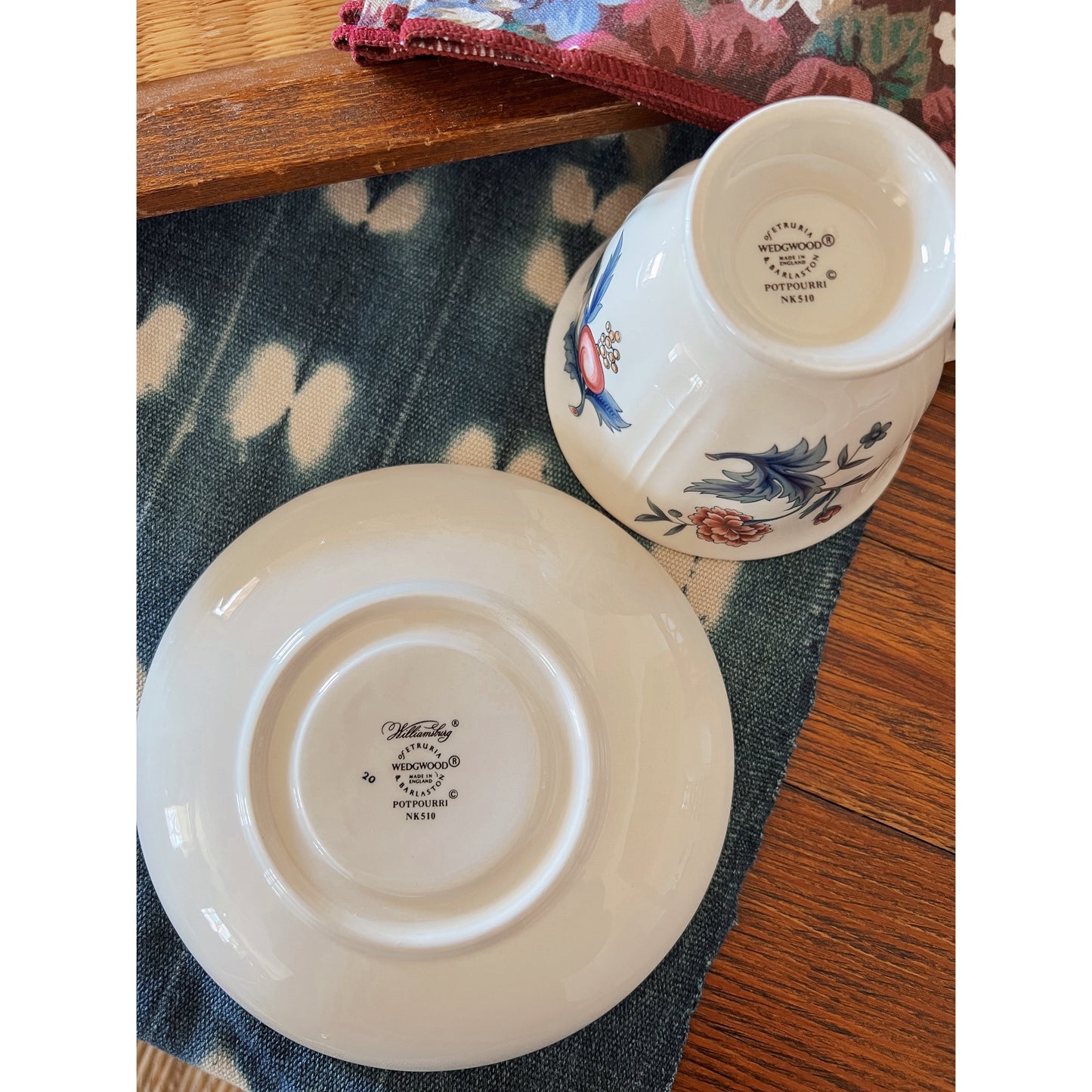 Vintage Wedgwood Williamsburg Potpourri Cup & Saucer Set