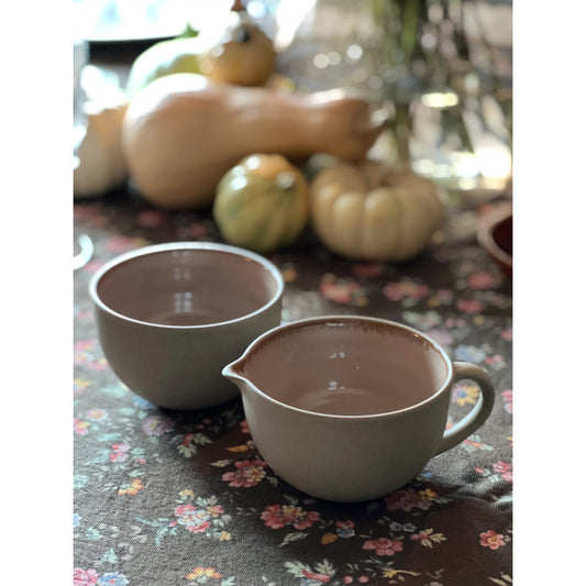 Vintage Mikasa Potter's Art Cafe Latte Sugar Bowl & Creamer Set