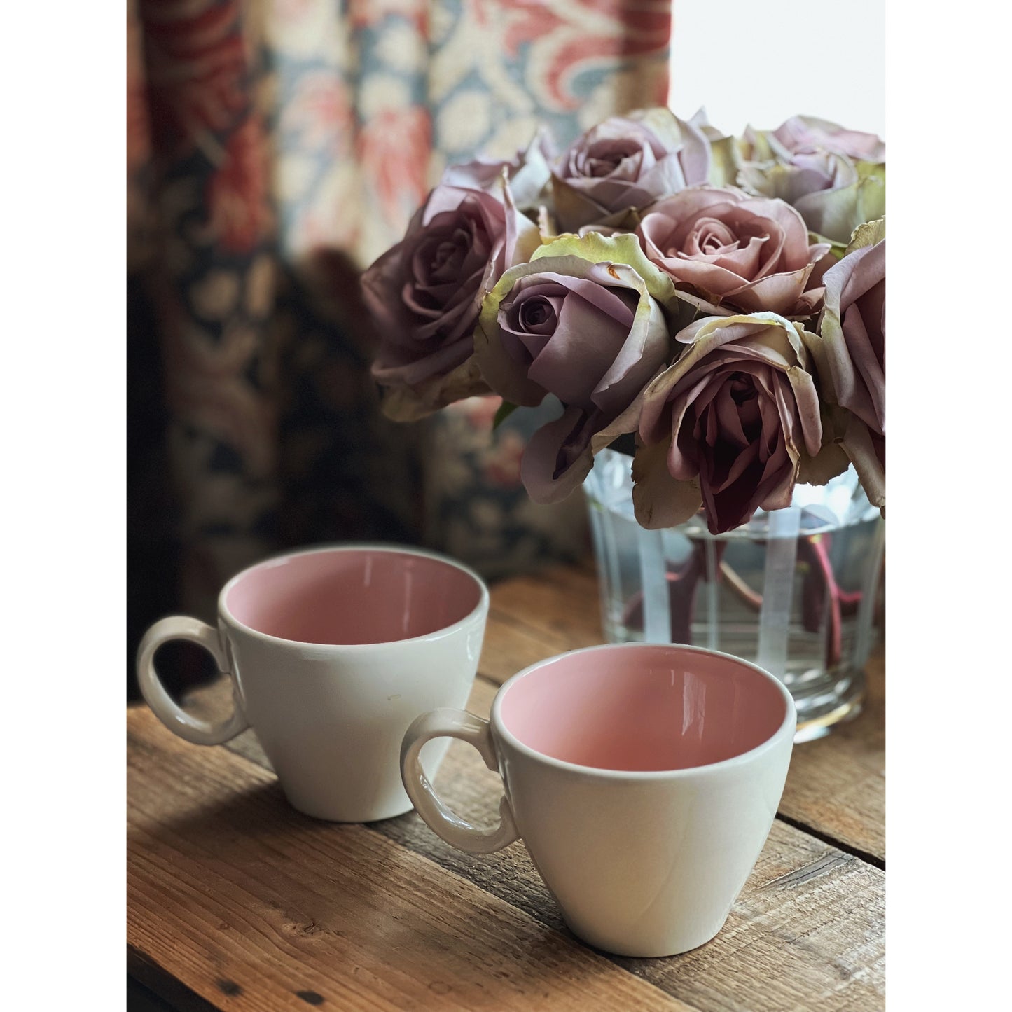Pair of Pink Floral Teacups