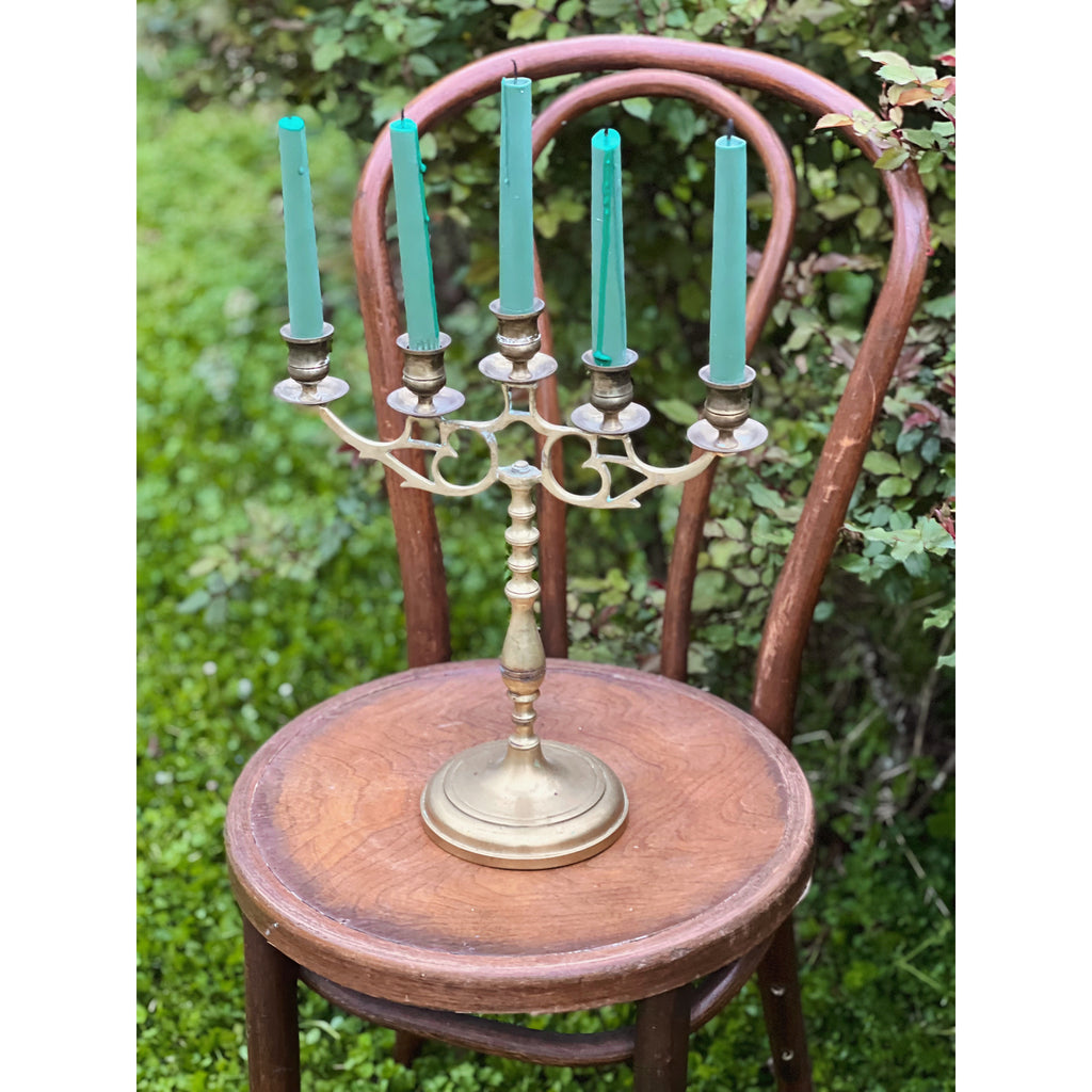 Tall Vintage Brass 5 Arm Candelabra