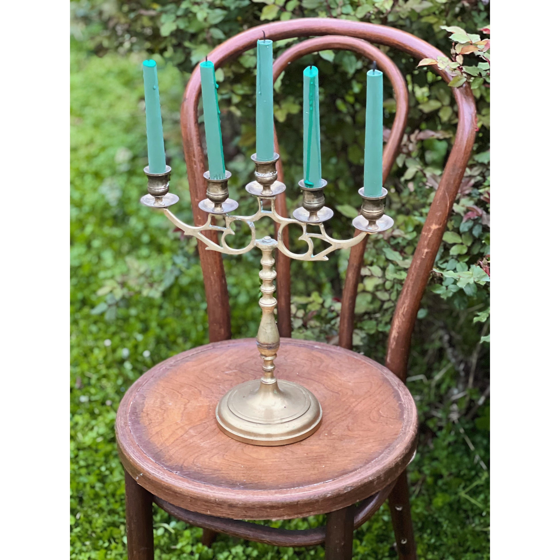 Tall Vintage Brass 5 Arm Candelabra