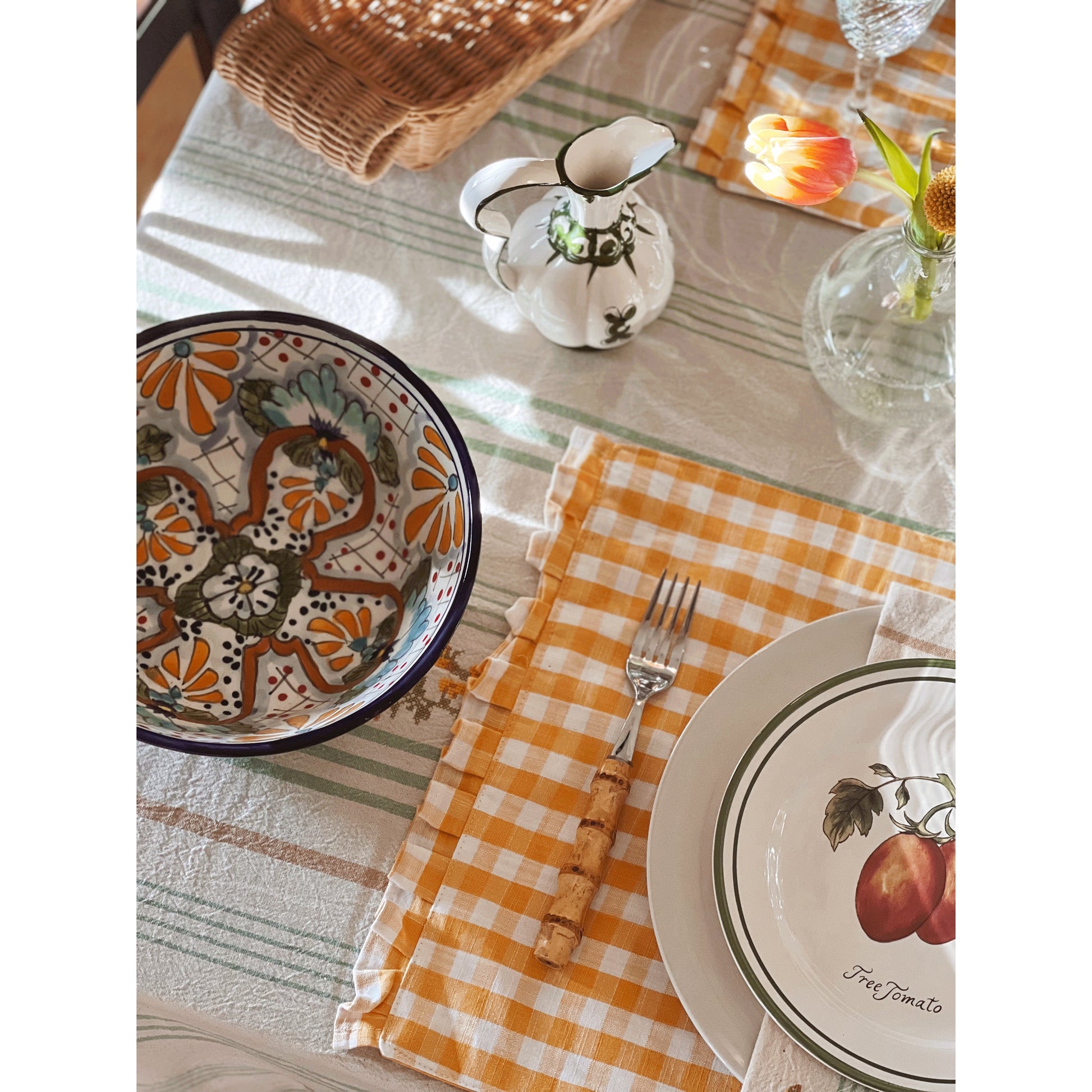 Vintage Hand Painted Mexico Serving Bowl