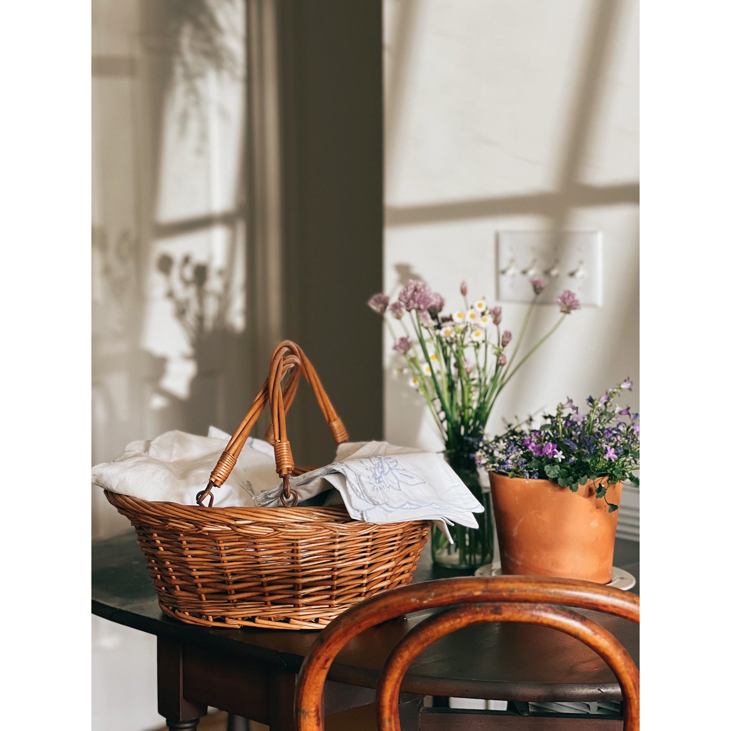 Vintage Two Handle Small Laundry Basket