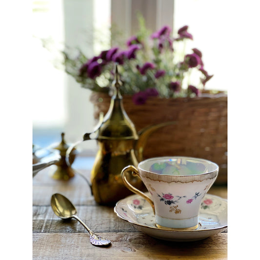 Vintage Pink Floral Teacup & Saucer Set