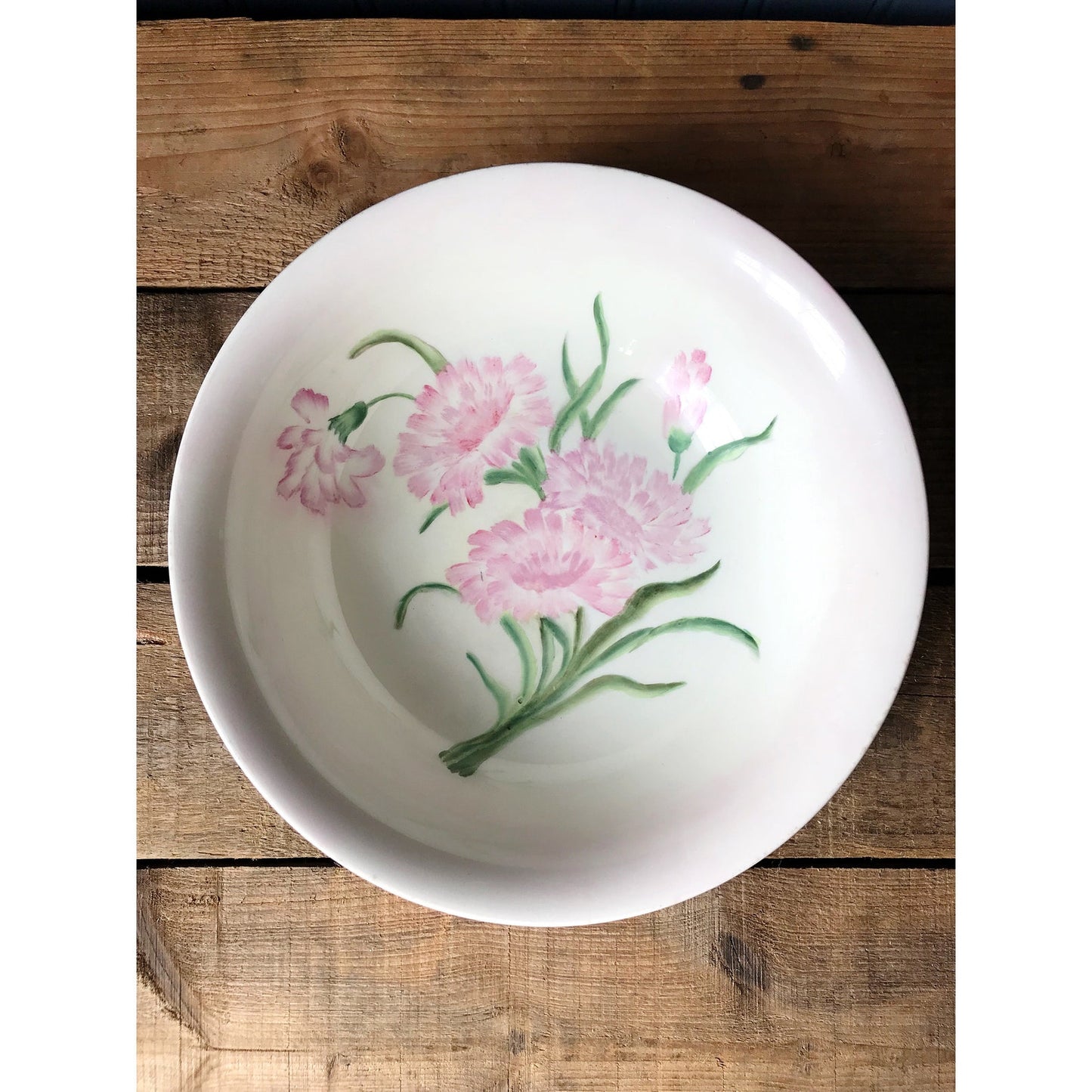 Hand Painted Vintage Floral Serving Bowl