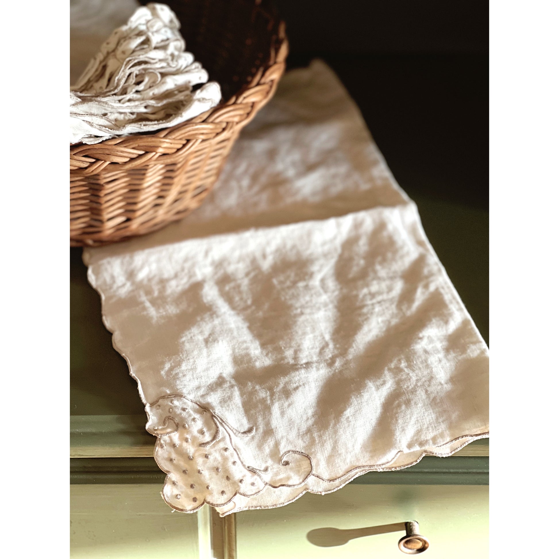 Vintage Embroidered Linen Napkin