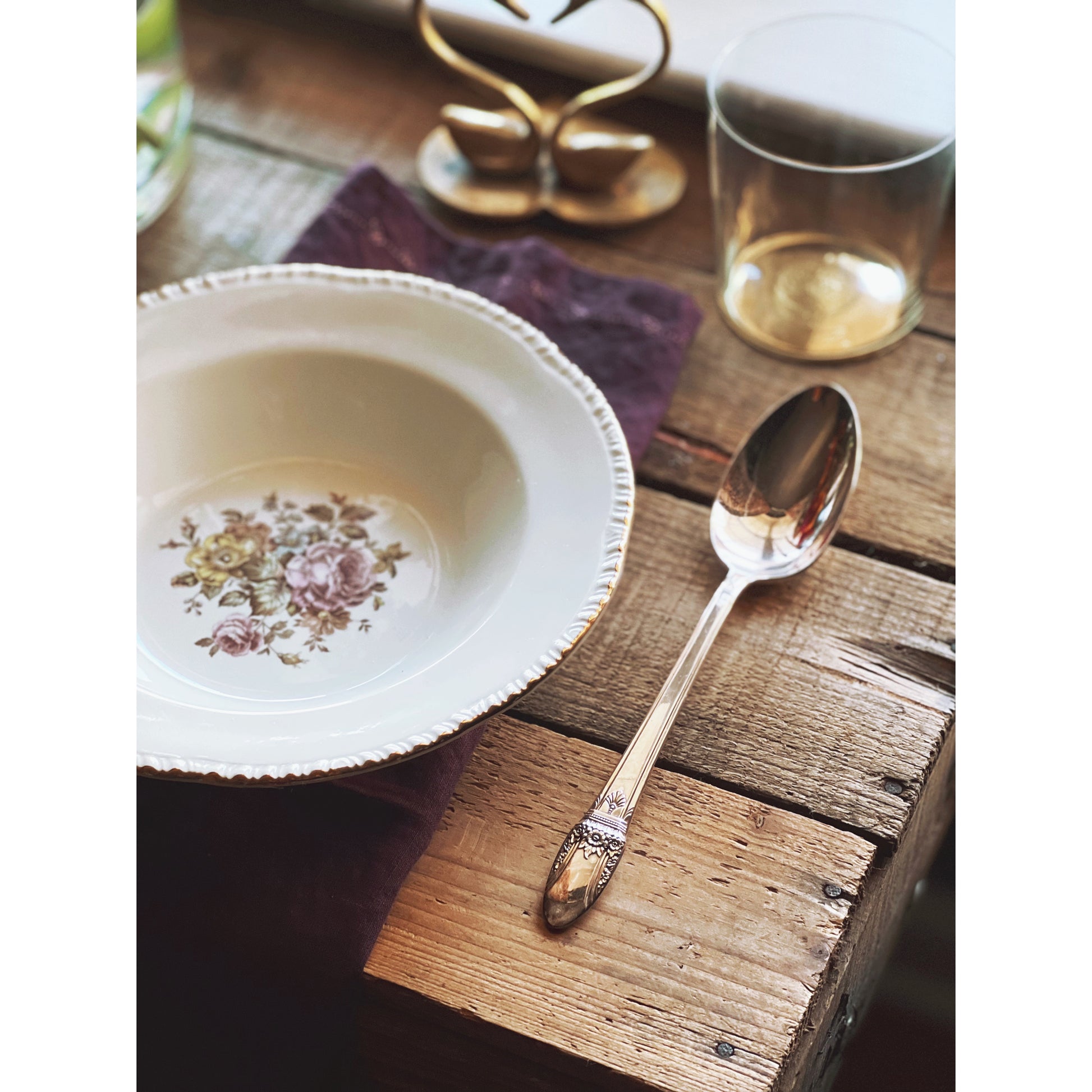 Rogers First Love Silver Plate Serving Spoon