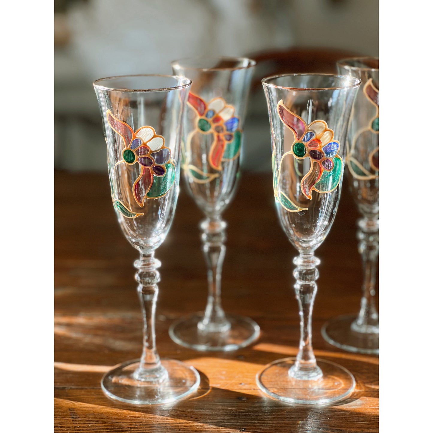 Hand Painted Vintage Champagne Flute
