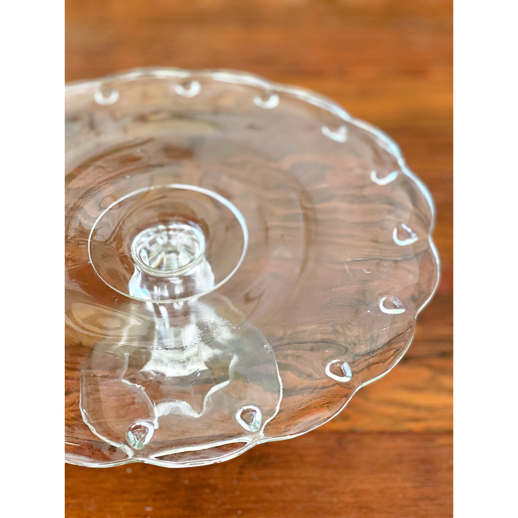 Vintage Scalloped Glass Cake Stand