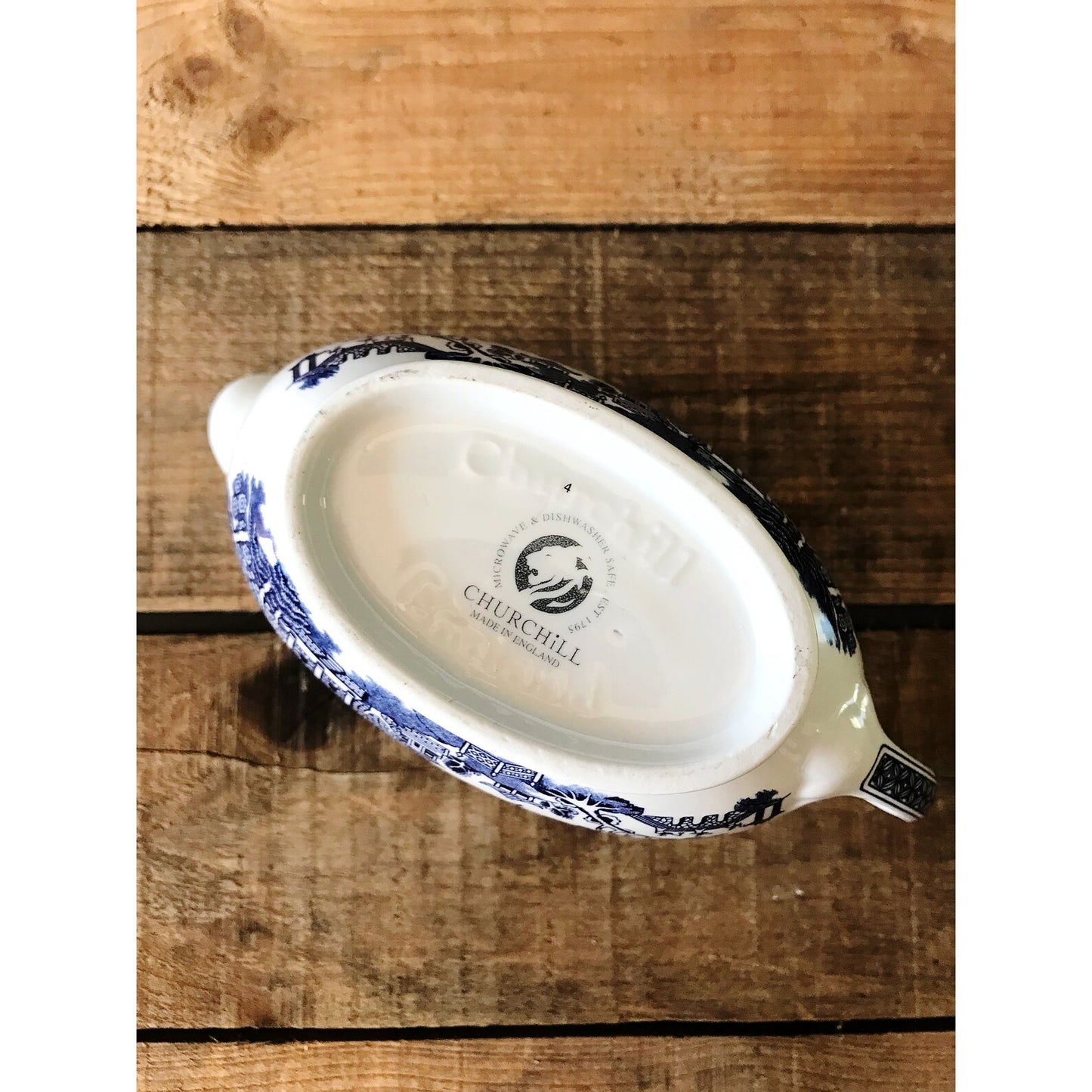 Vintage Churchill England Blue Willow Gravy Boat