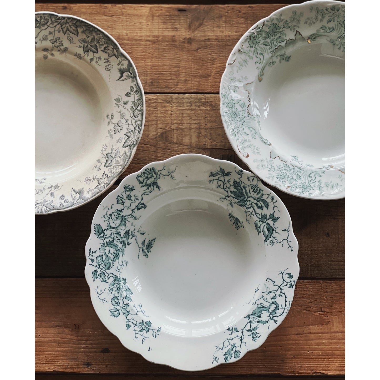 Curated Set of 4 Antique Transferware Soup Bowls