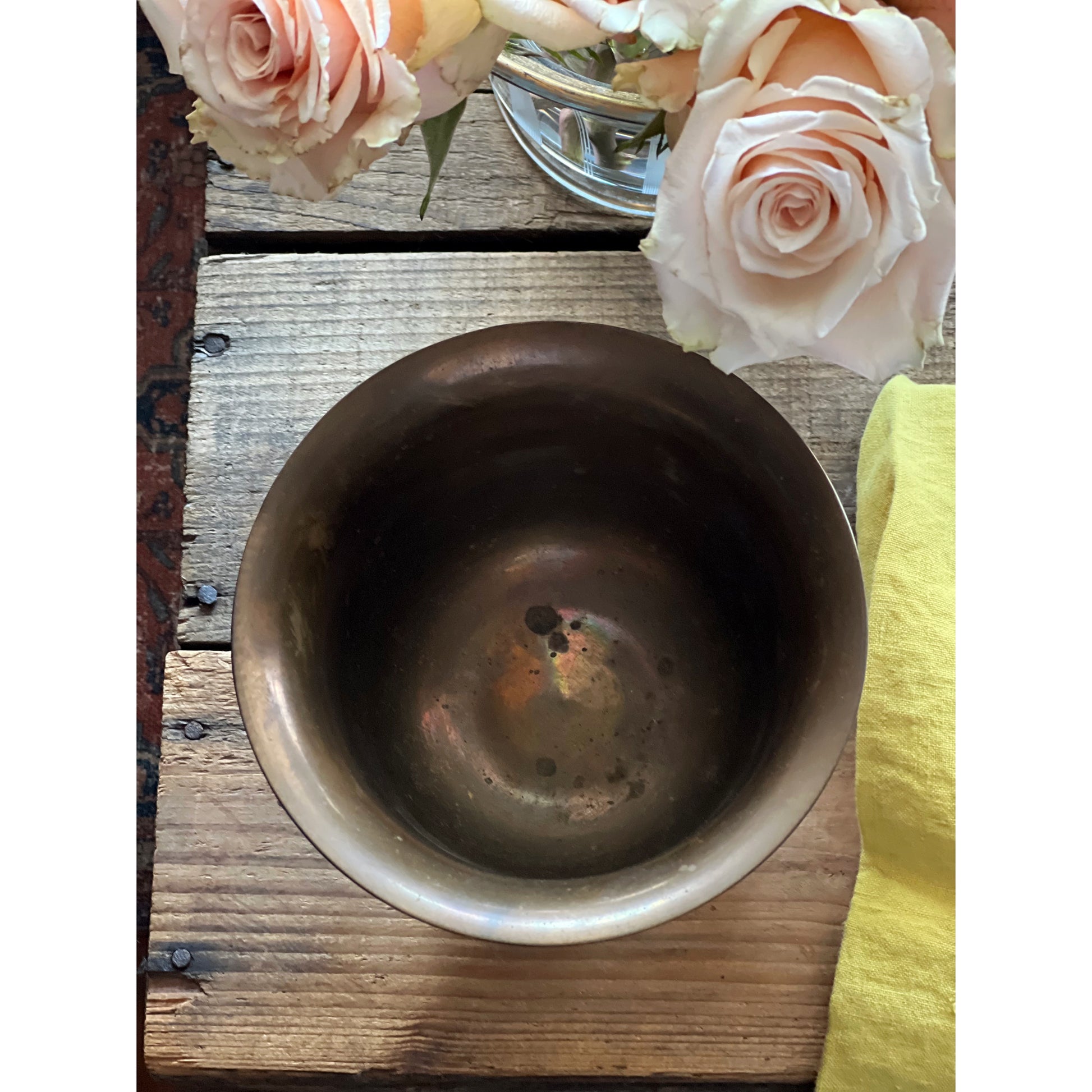 Vintage Engraved Brass Planter