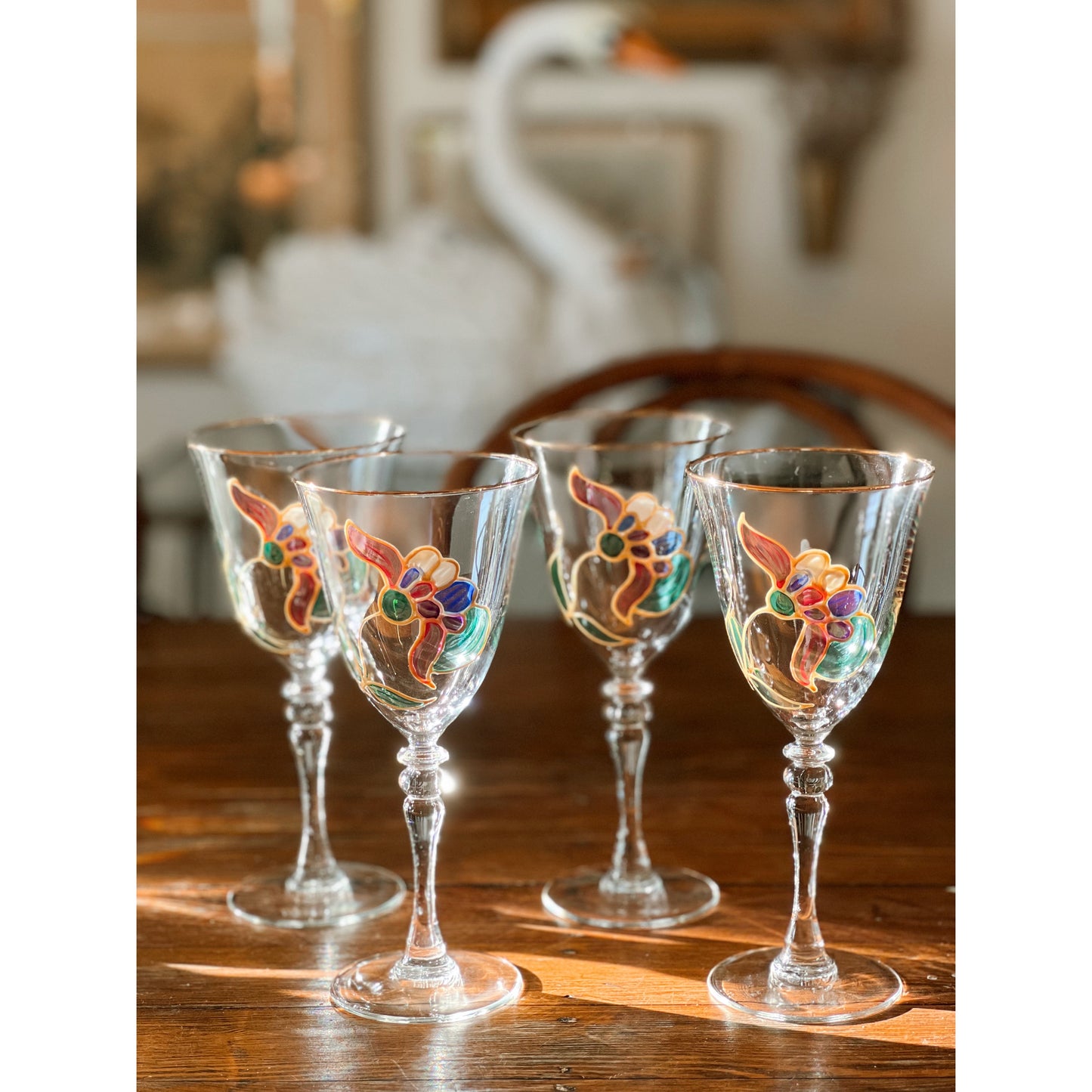 Hand Painted Vintage Wine Glass