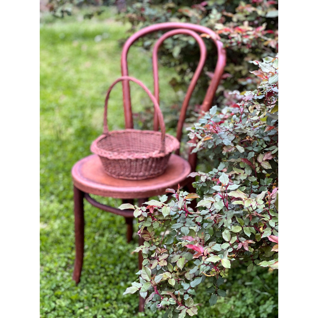 Vintage Woven Twig Basket with Handle