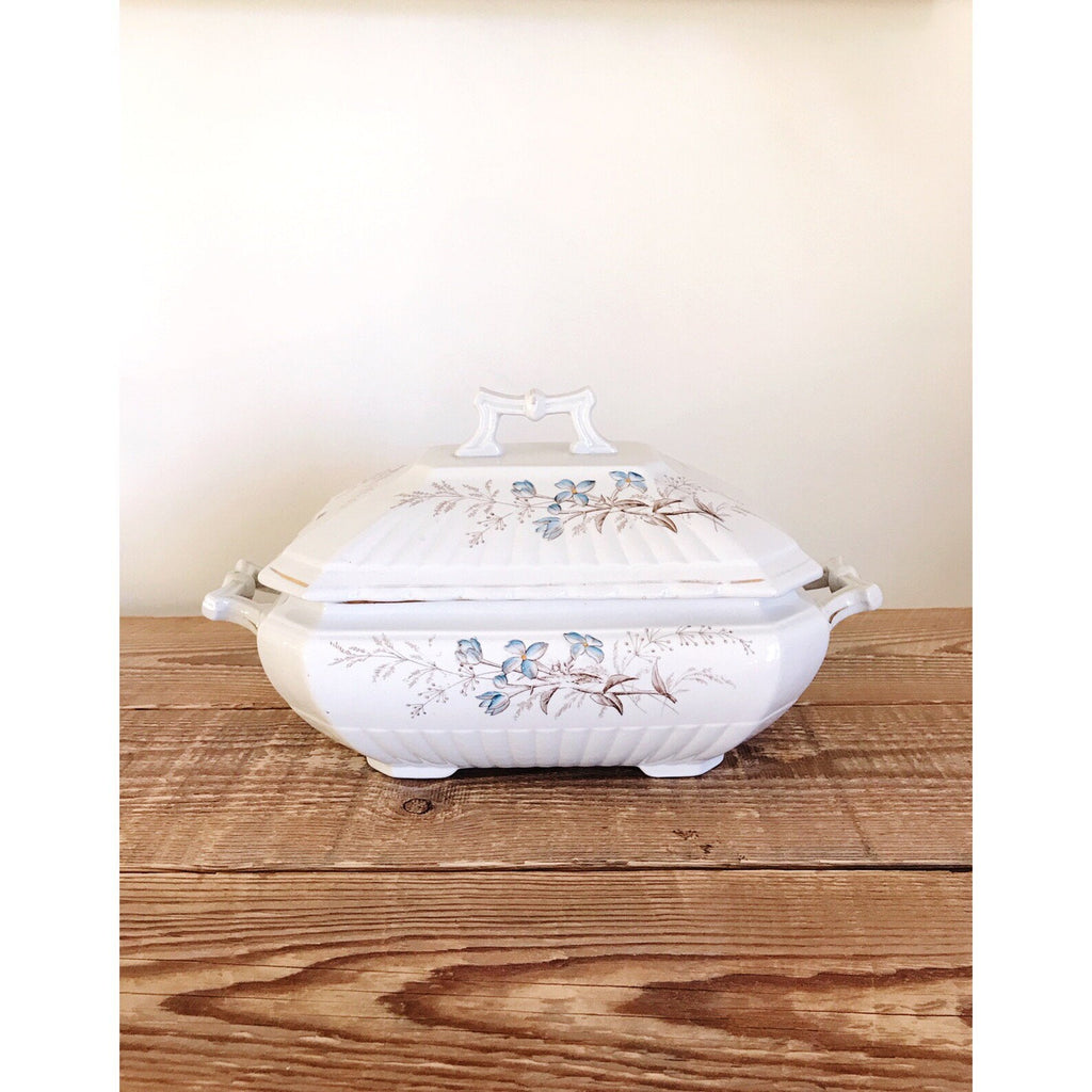 Vintage Dianthus Ribbed Wedgwood & Co Floral Tureen