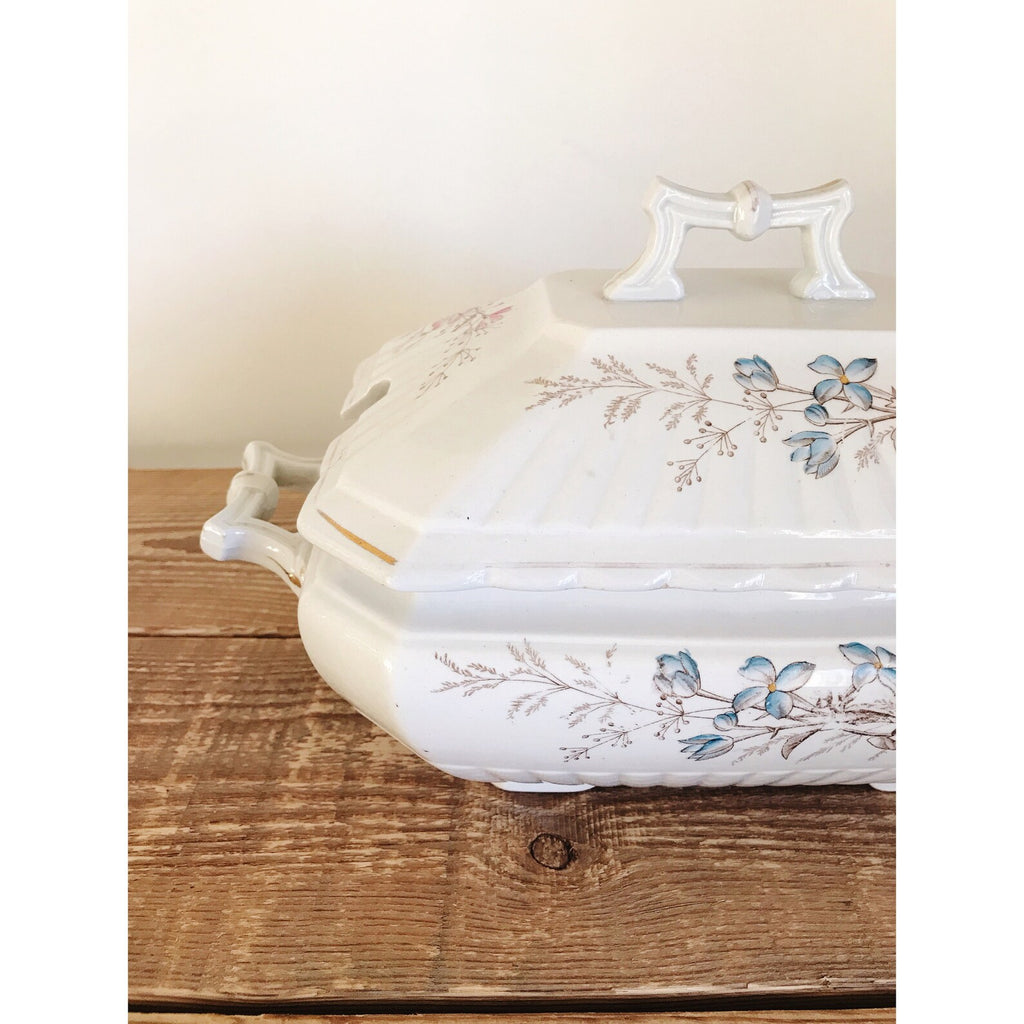 Vintage Dianthus Ribbed Wedgwood & Co Floral Tureen