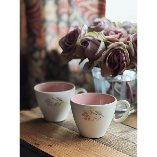 Pair of Pink Floral Teacups