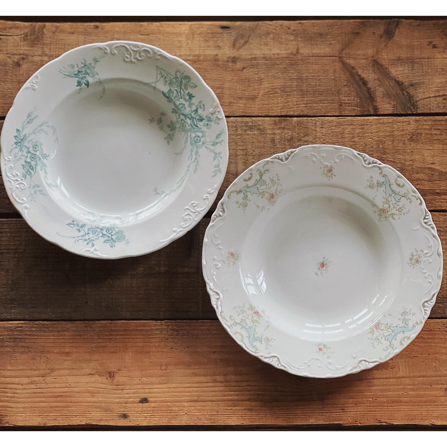 Curated Pair of Transferware Soup Bowls