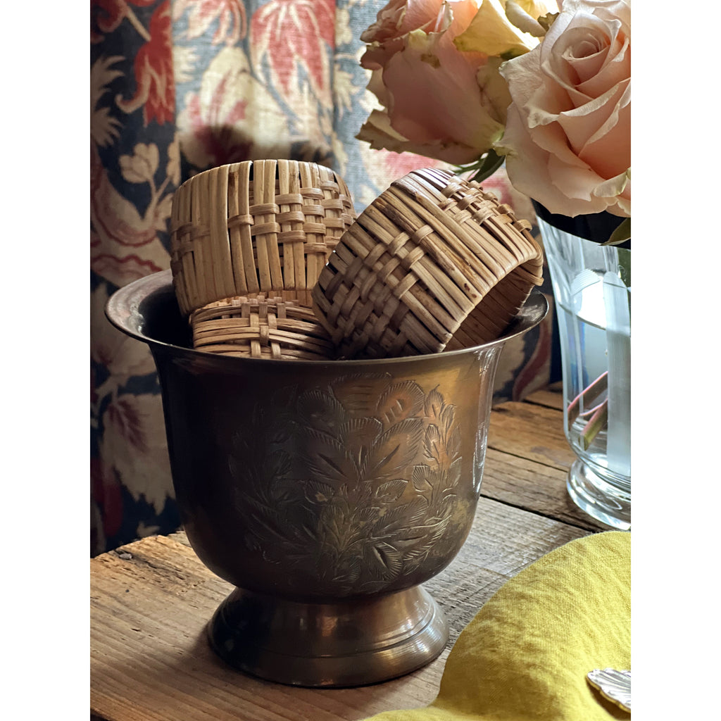 Vintage Engraved Brass Planter