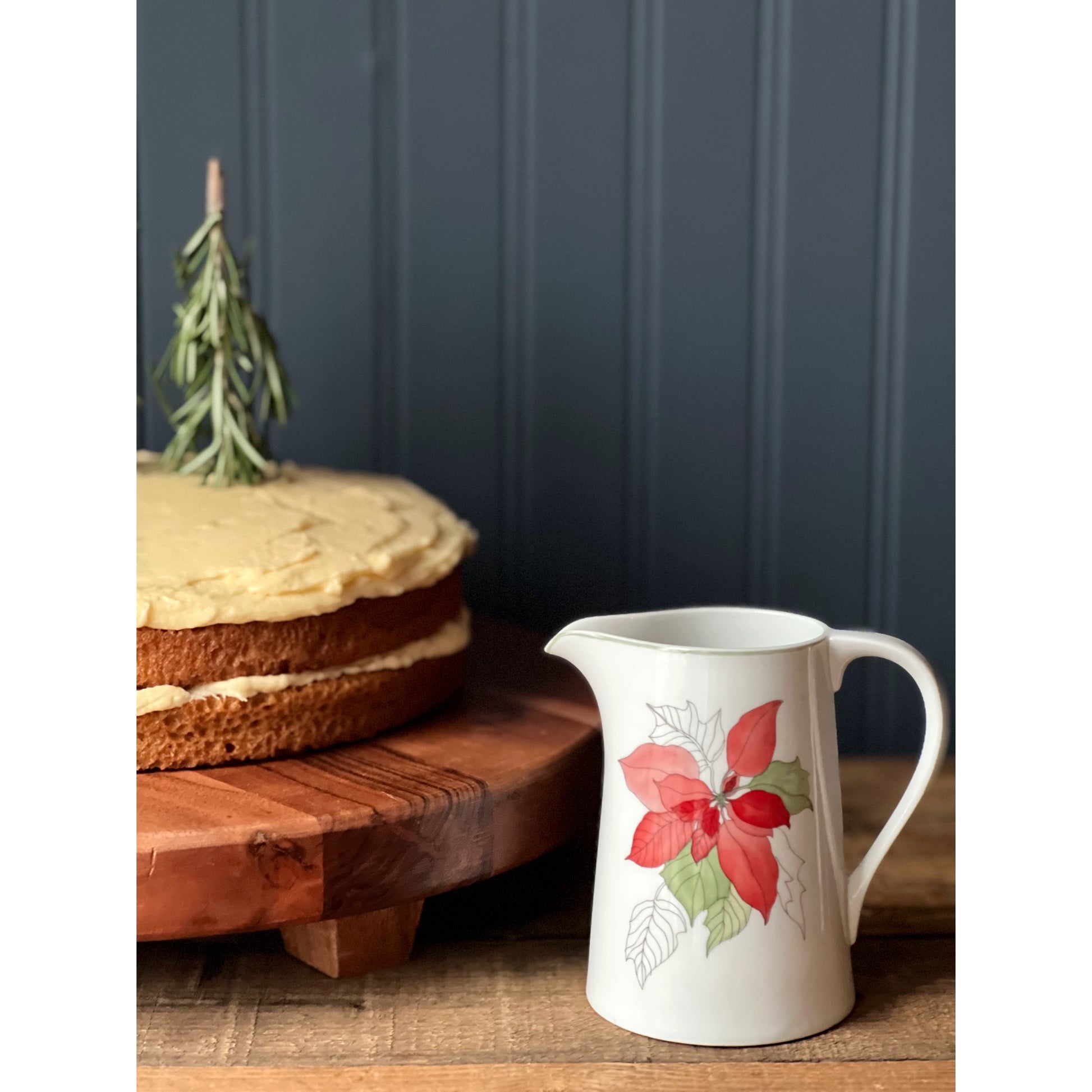 Vintage Block Spal Portugal Poinsettia Christmas Creamer