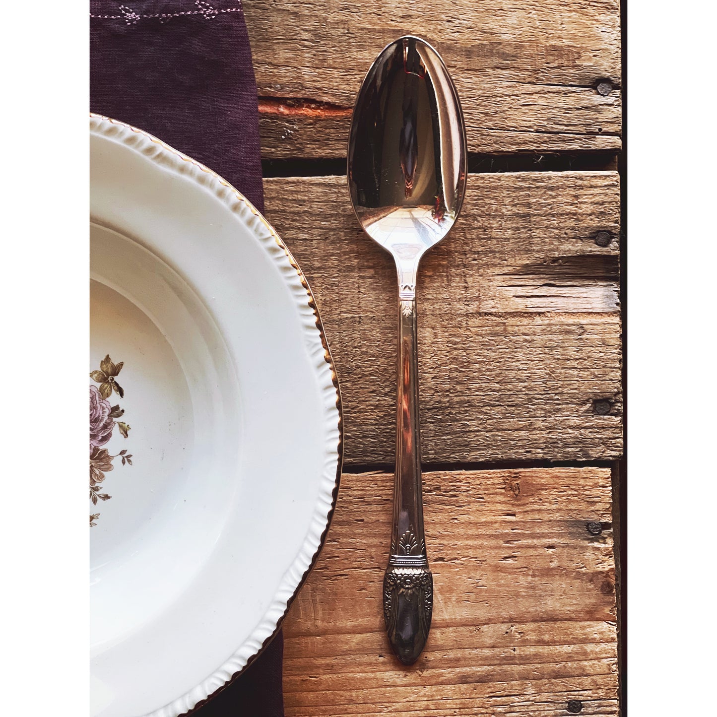 Rogers First Love Silver Plate Serving Spoon