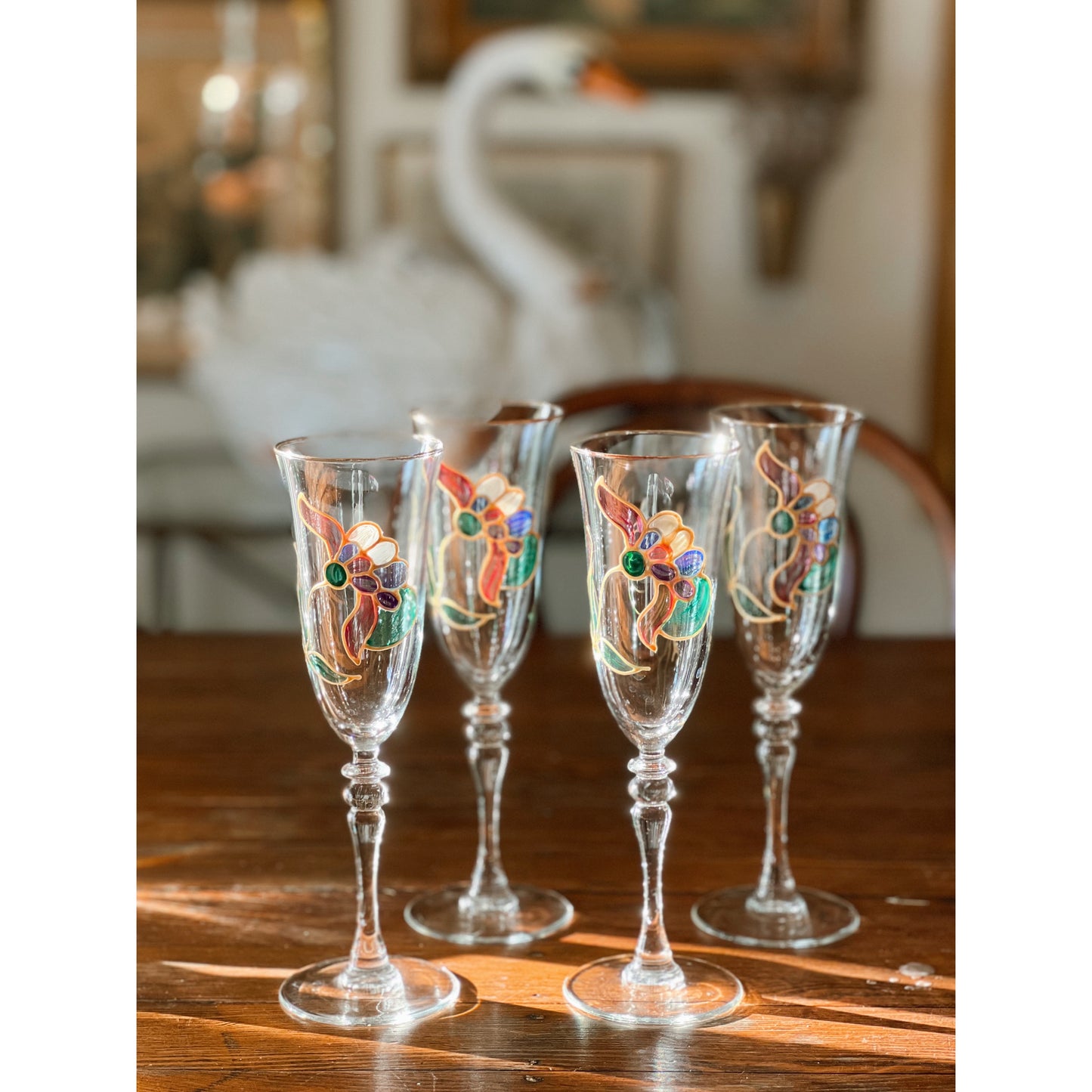 Hand Painted Vintage Champagne Flute