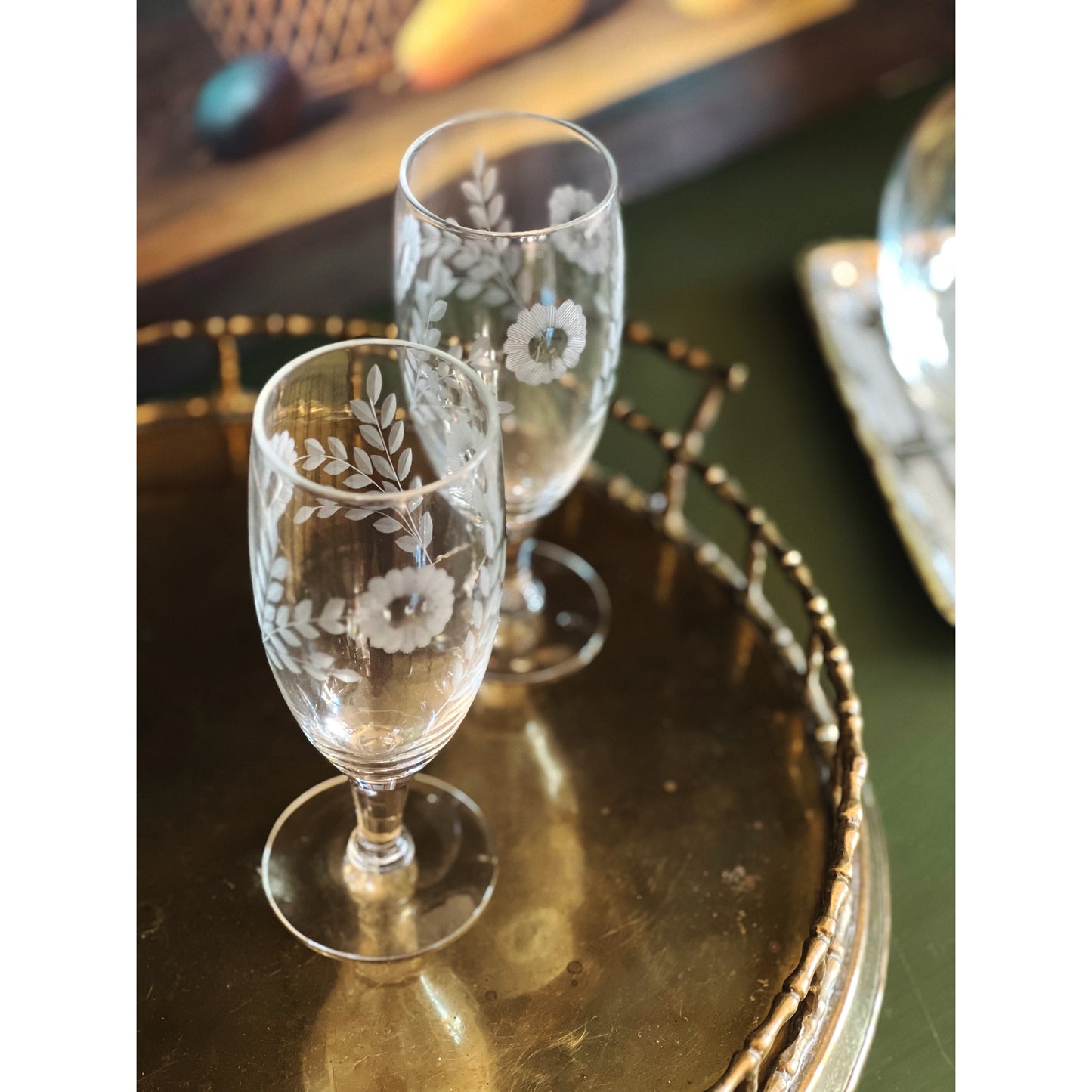 Set of 4 Petite Etched Champagne Flutes