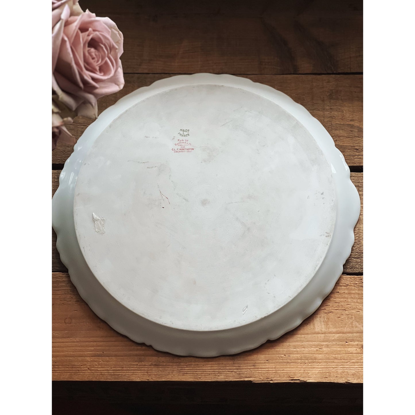 Antique Haviland Limoges Cake Plate / Round Platter for CLF Huntington OH
