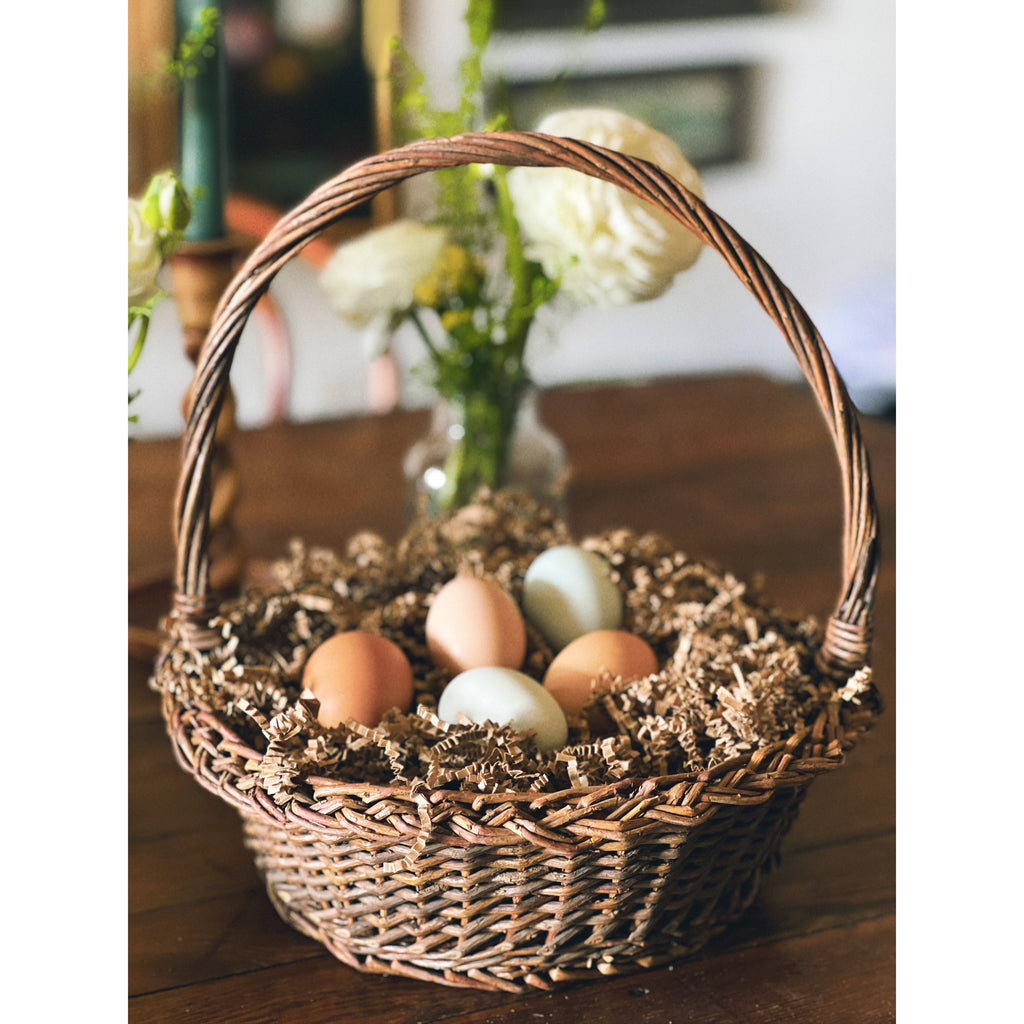 Vintage Woven Twig Basket with Handle