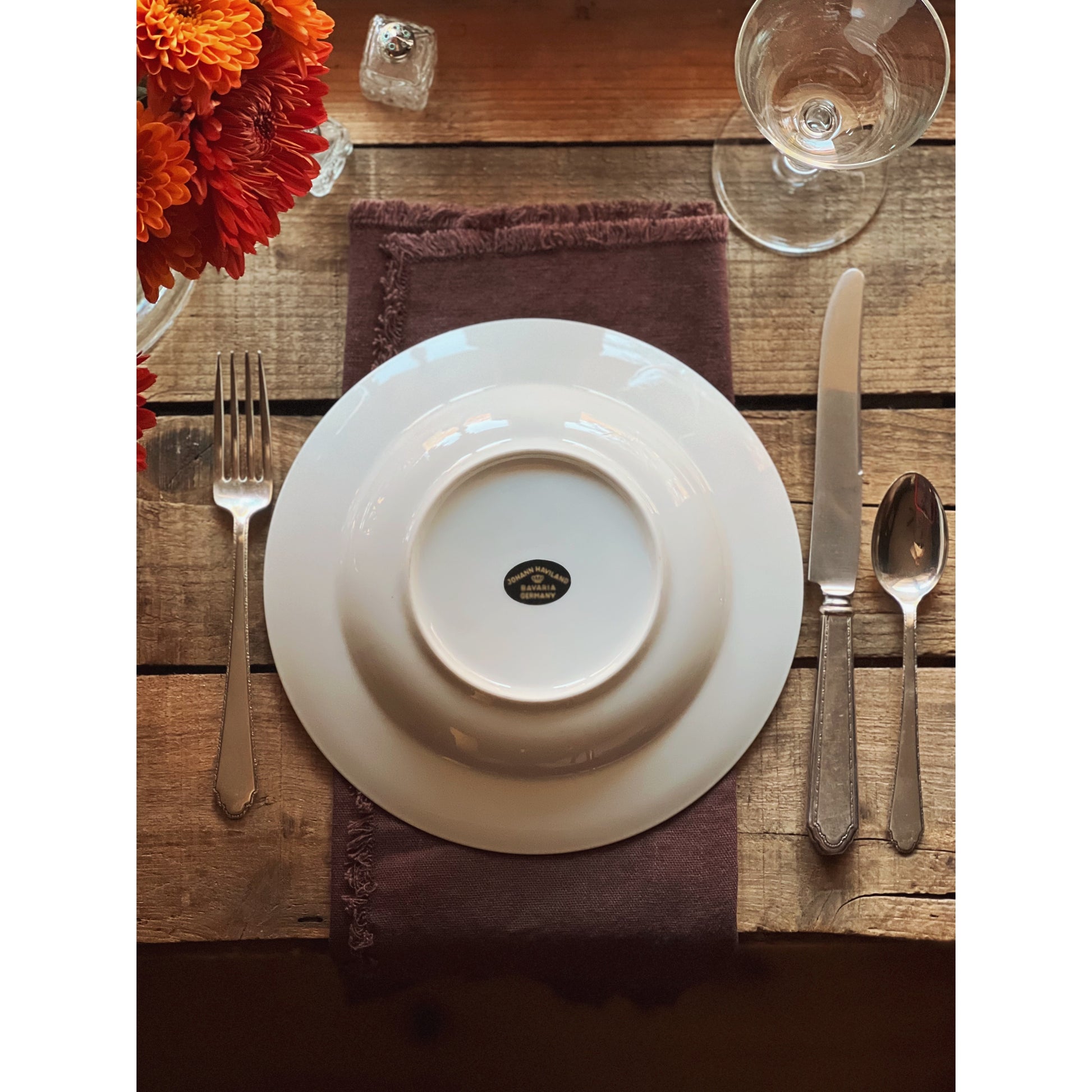 Johann Haviland Bavaria Twilight Rose Set of 4 Rimmed Soup Bowls