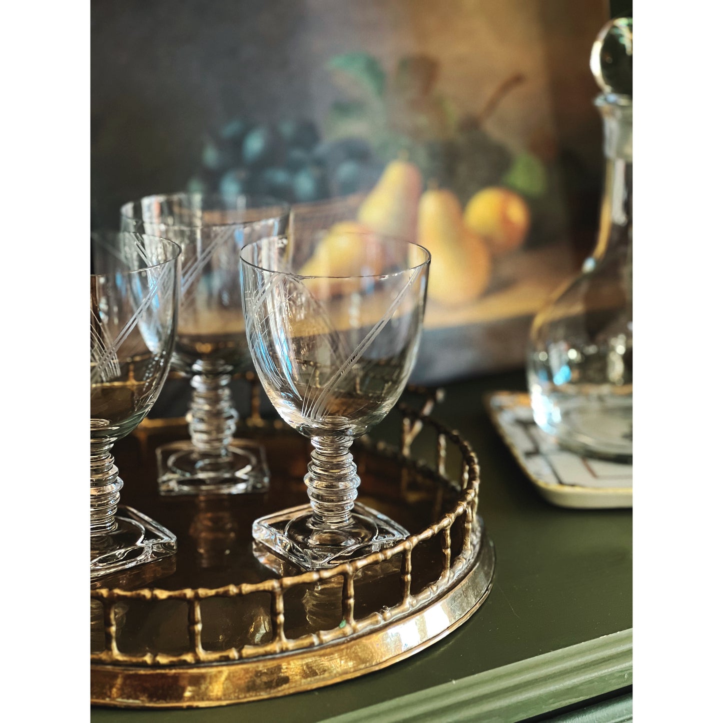 Etched Vintage Water Glass / Wine Glass