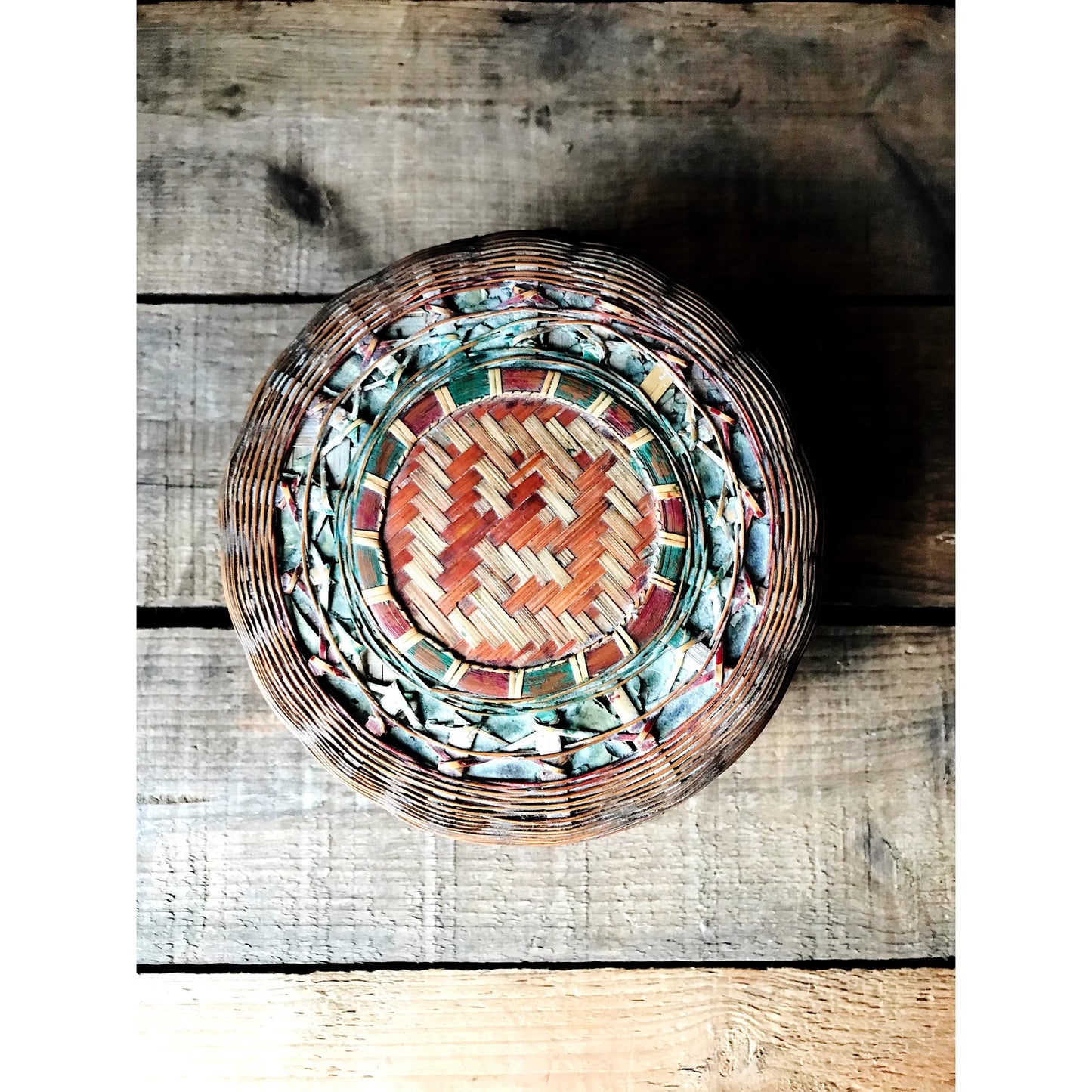 Vintage Bamboo Basket with Lid Hong Kong