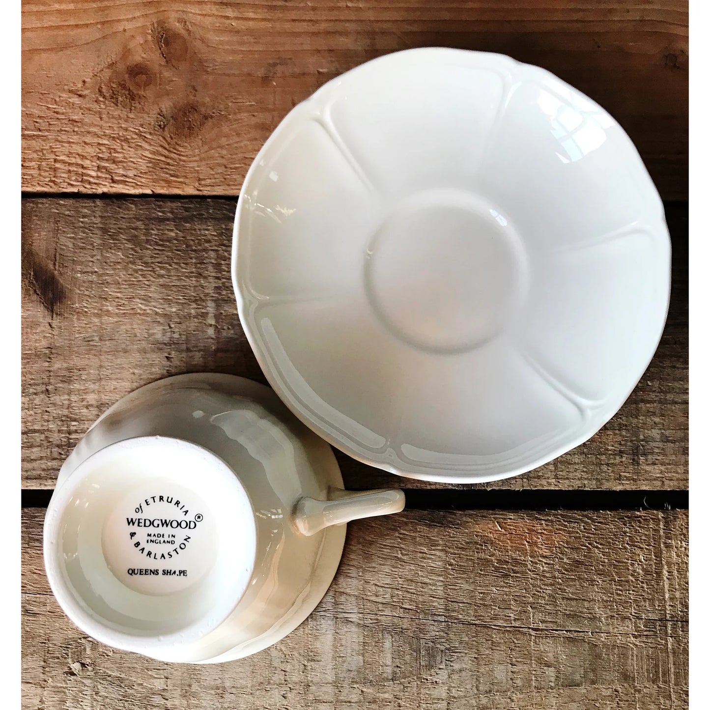 Wedgwood Queen's Shape Flat Cup & Saucer Set