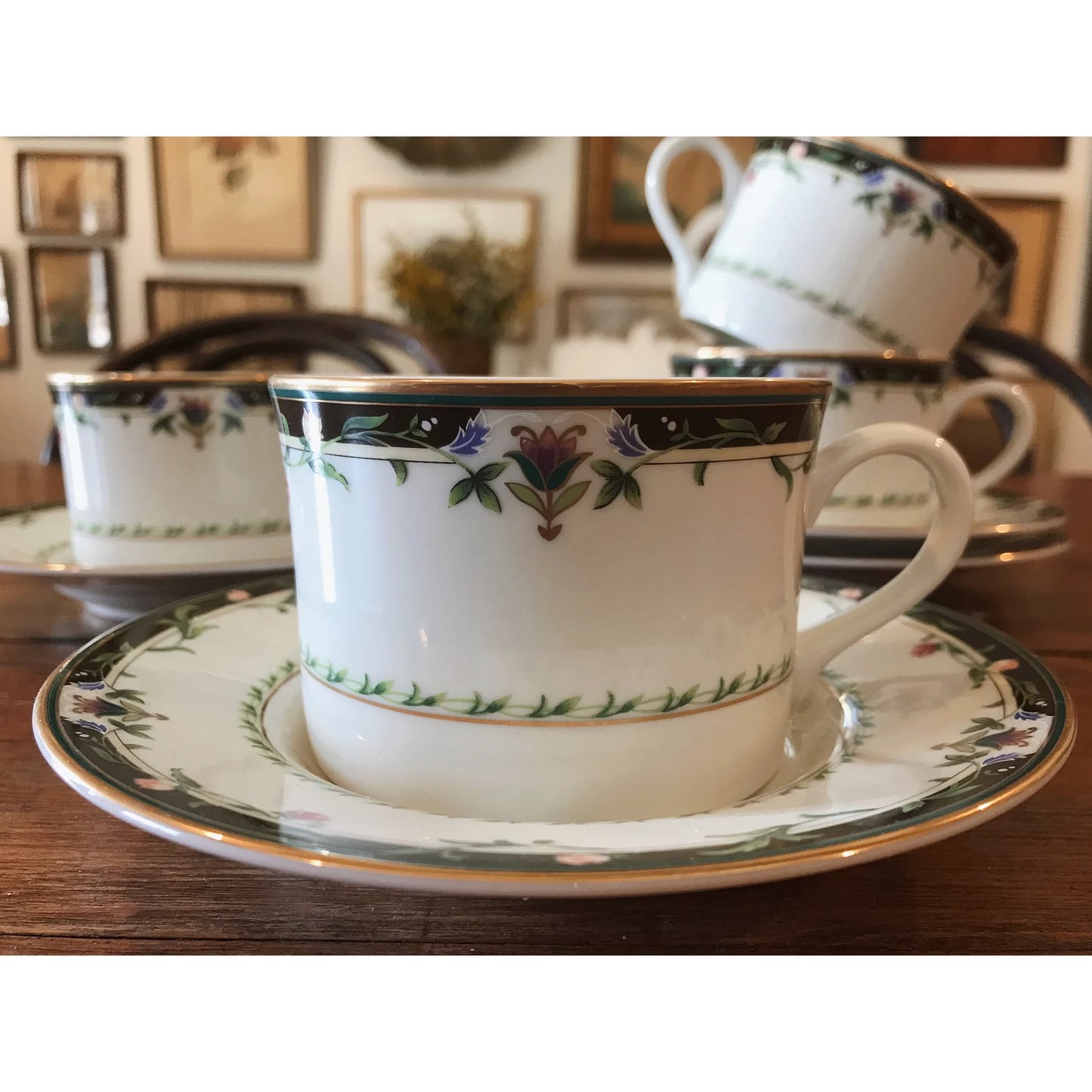 Vintage Mikasa Spring Lyric Flat Cup & Saucer Set