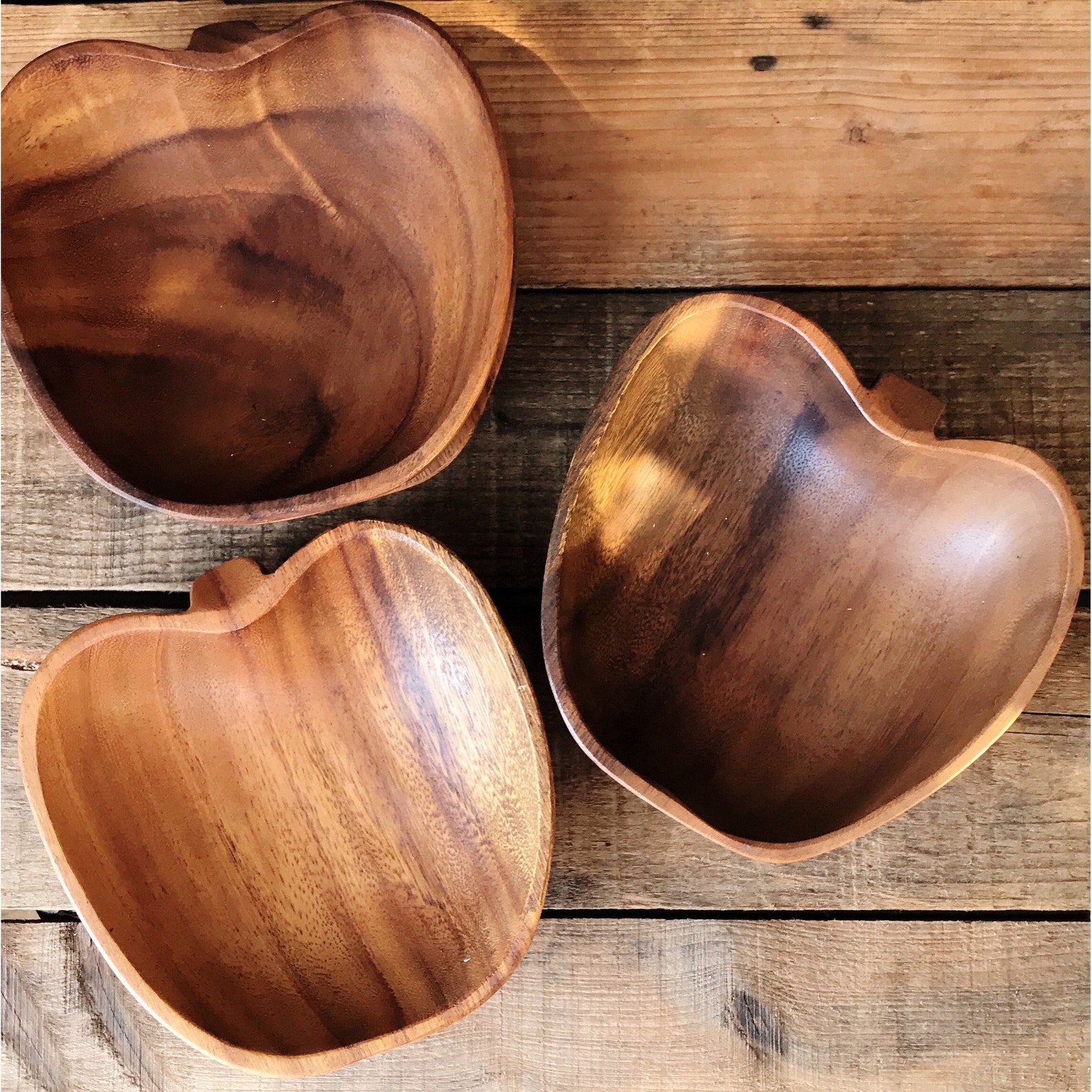 Vintage Wooden Apple Shaped Salad Set