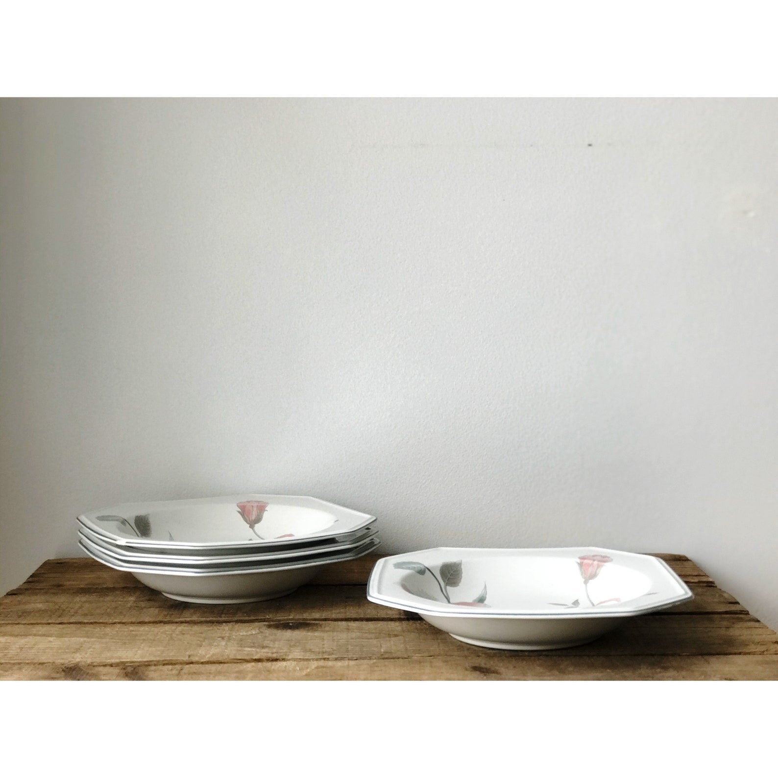 Vintage Set of 4 Mikasa Continental Silk Flowers Soup Bowls