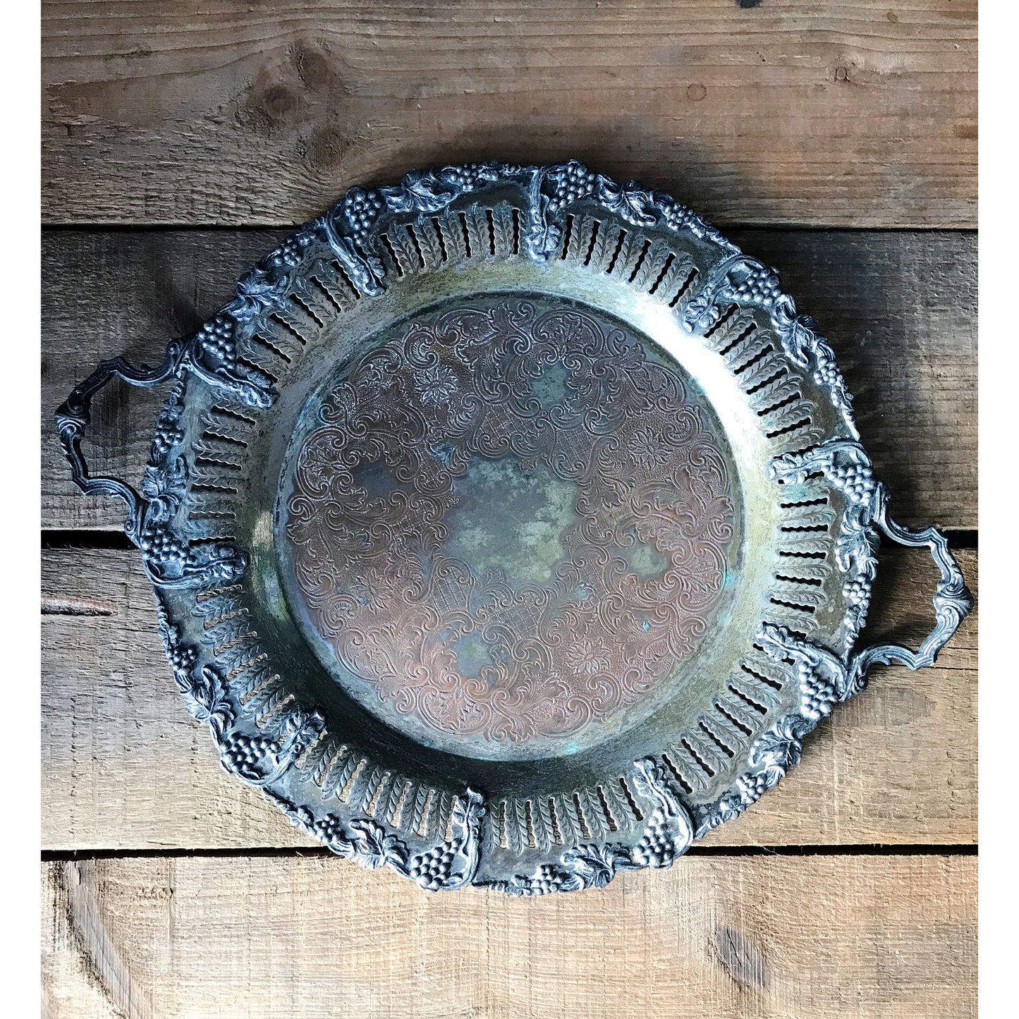 Old English Reproduction EP on Copper Road Tray with Handles
