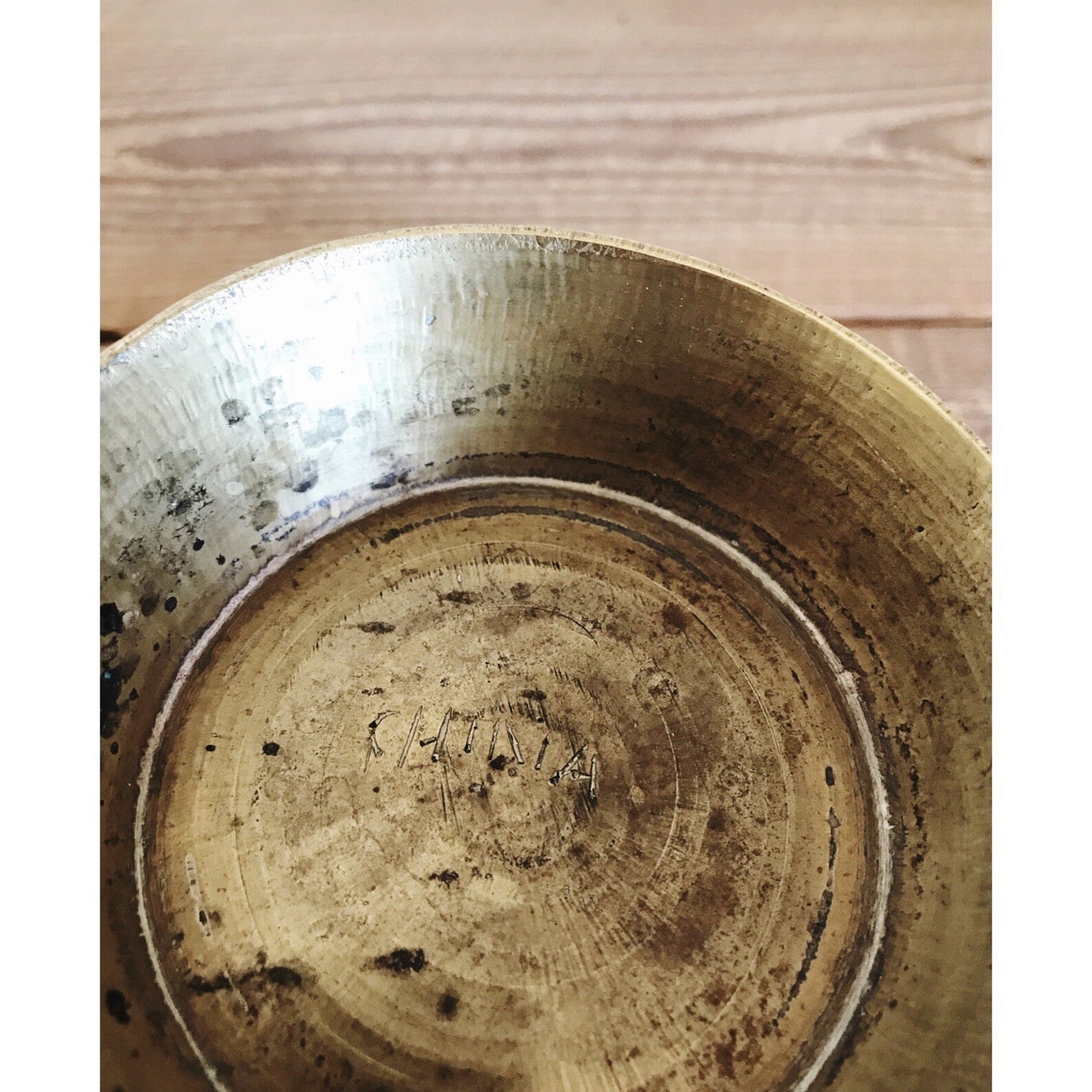 Etched Brass Footed Bowl / Decorative Brass Bowl